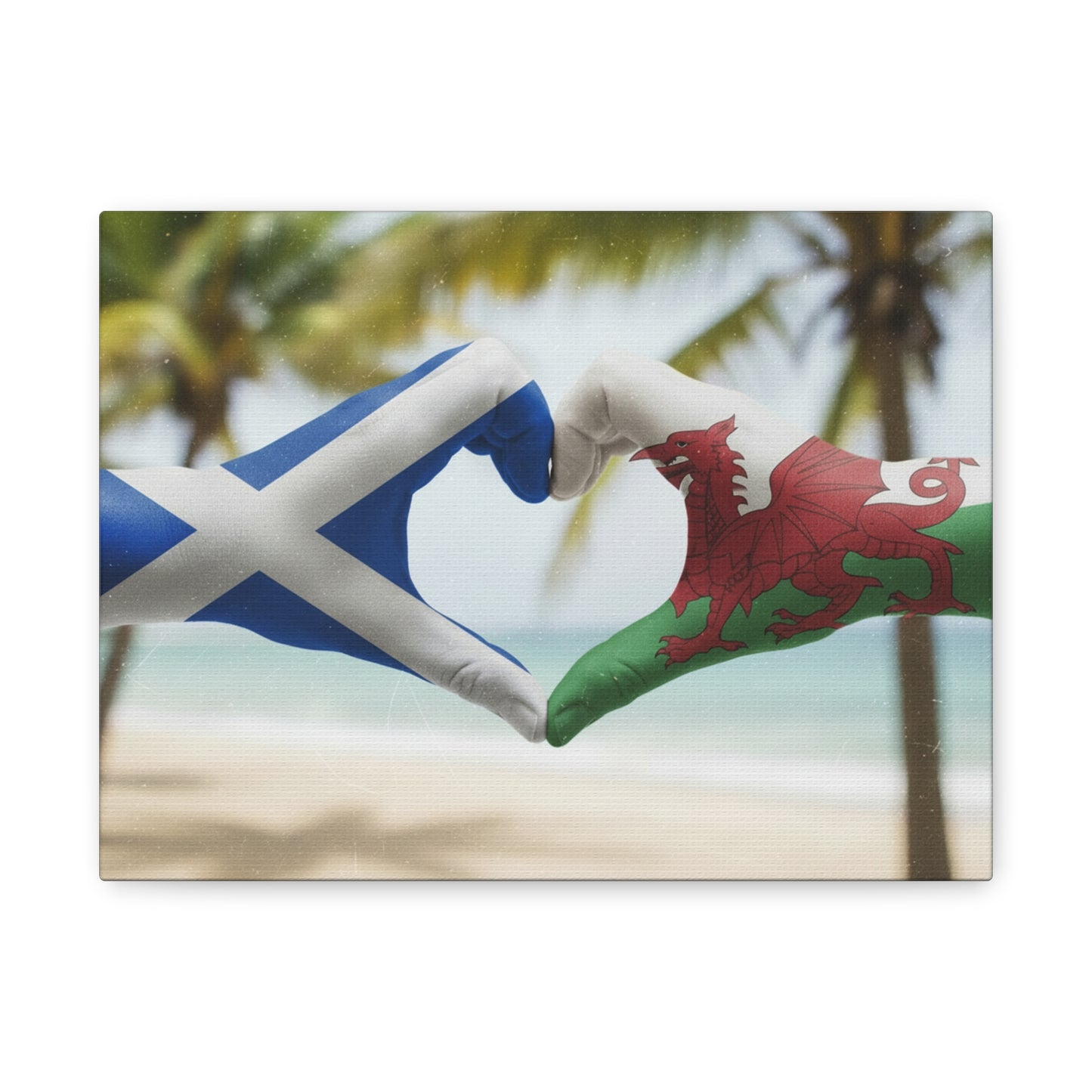 Scottish & Welsh Flag Heart Canvas – Stretched Matte Wall Art
