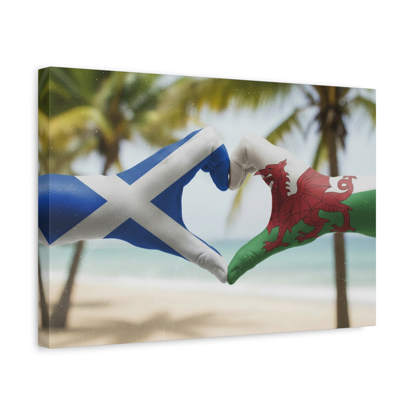 Scottish & Welsh Flag Heart Canvas – Stretched Matte Wall Art