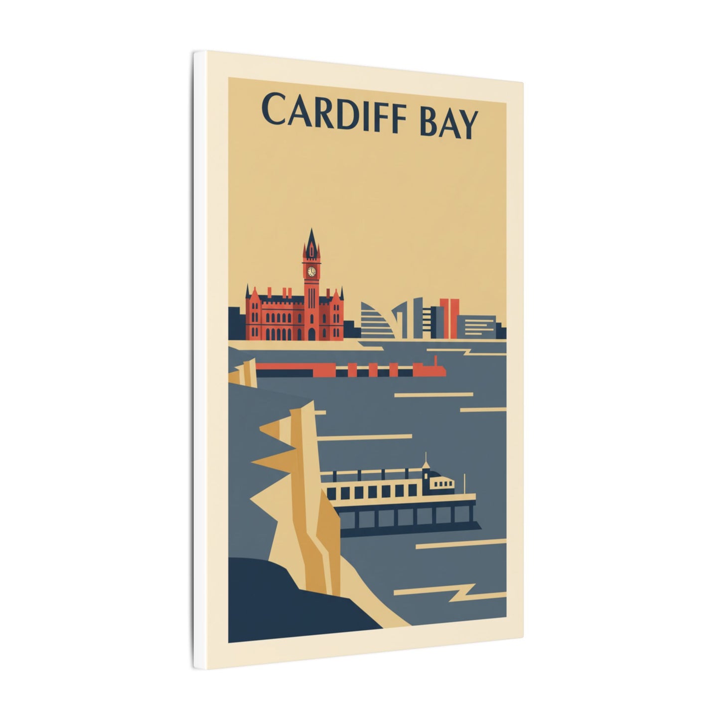 Cardiff Bay view from Penarth Retro Travel Poster Canvas