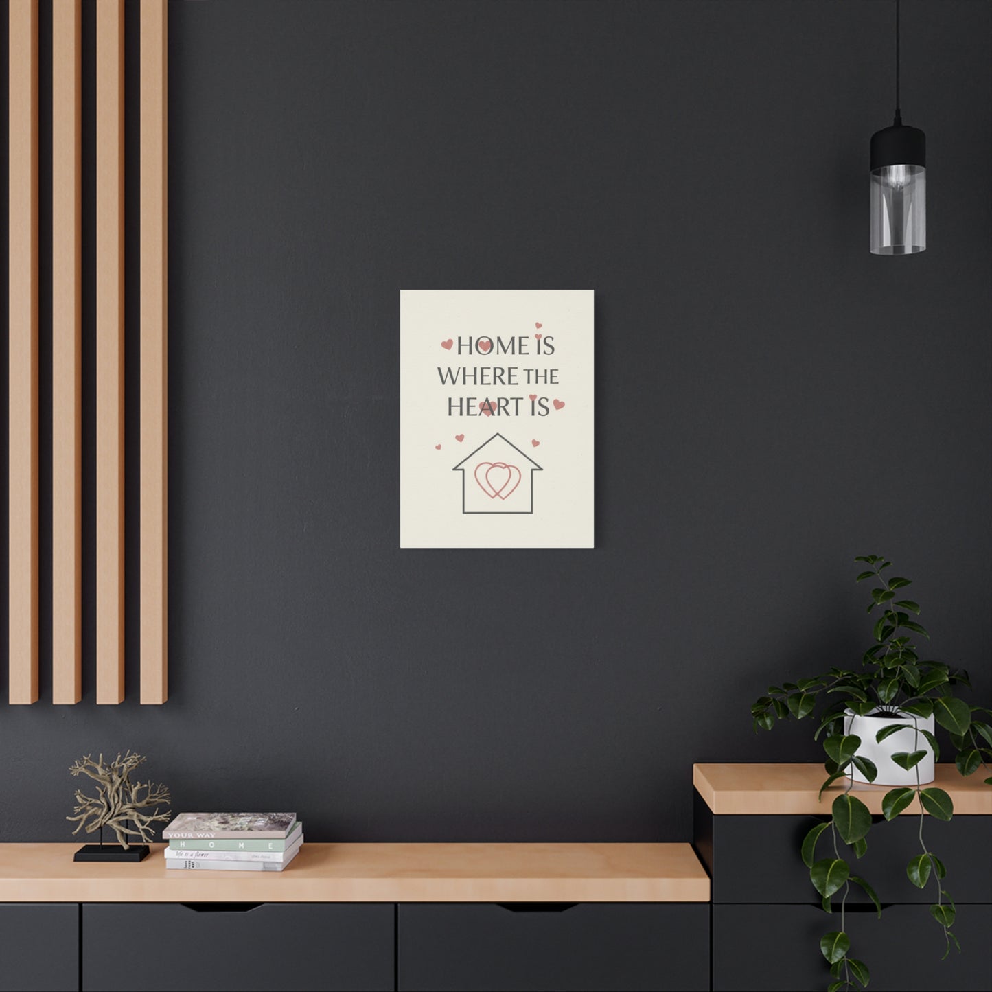 Home Is Where The Heart Is Matte Canvas Wall Art — Romantic Heart House Print