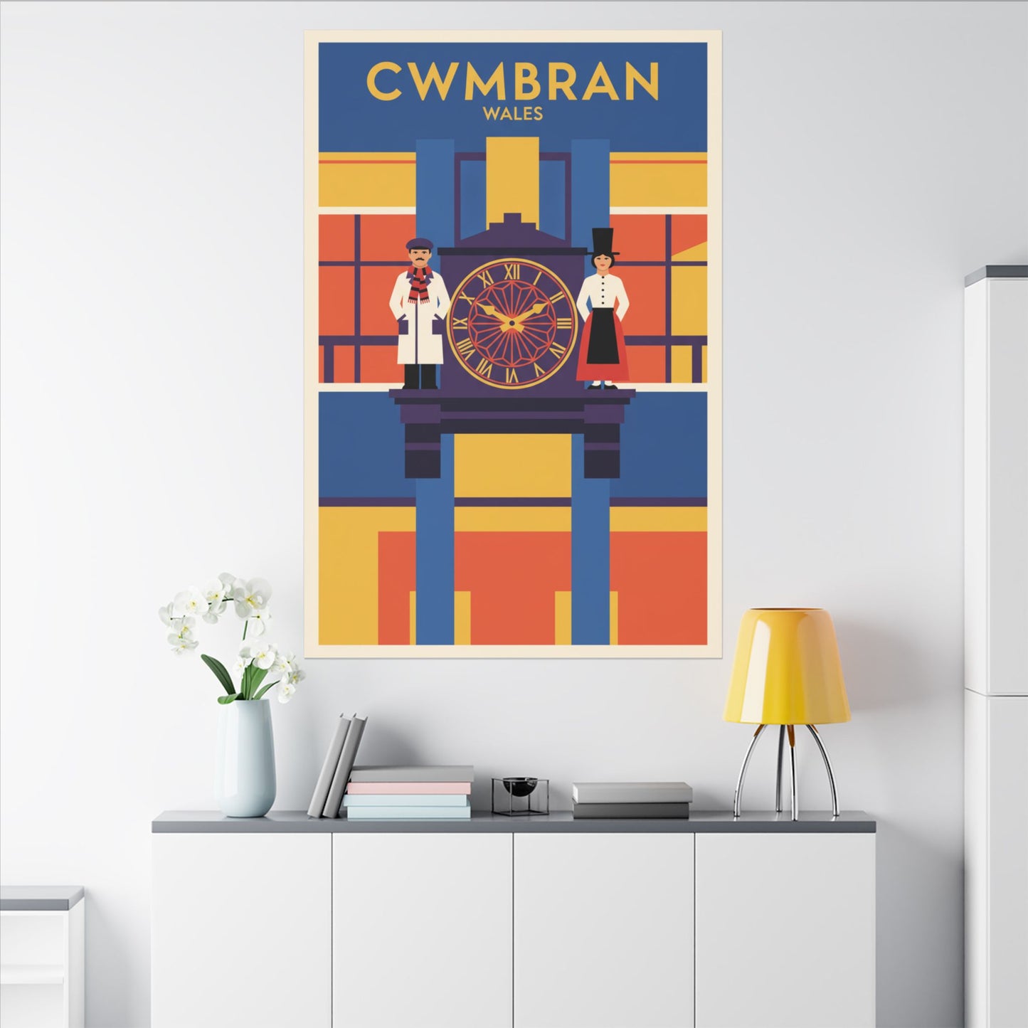 Cwmbran Wales Vintage Clock Tower Matte Canvas Print