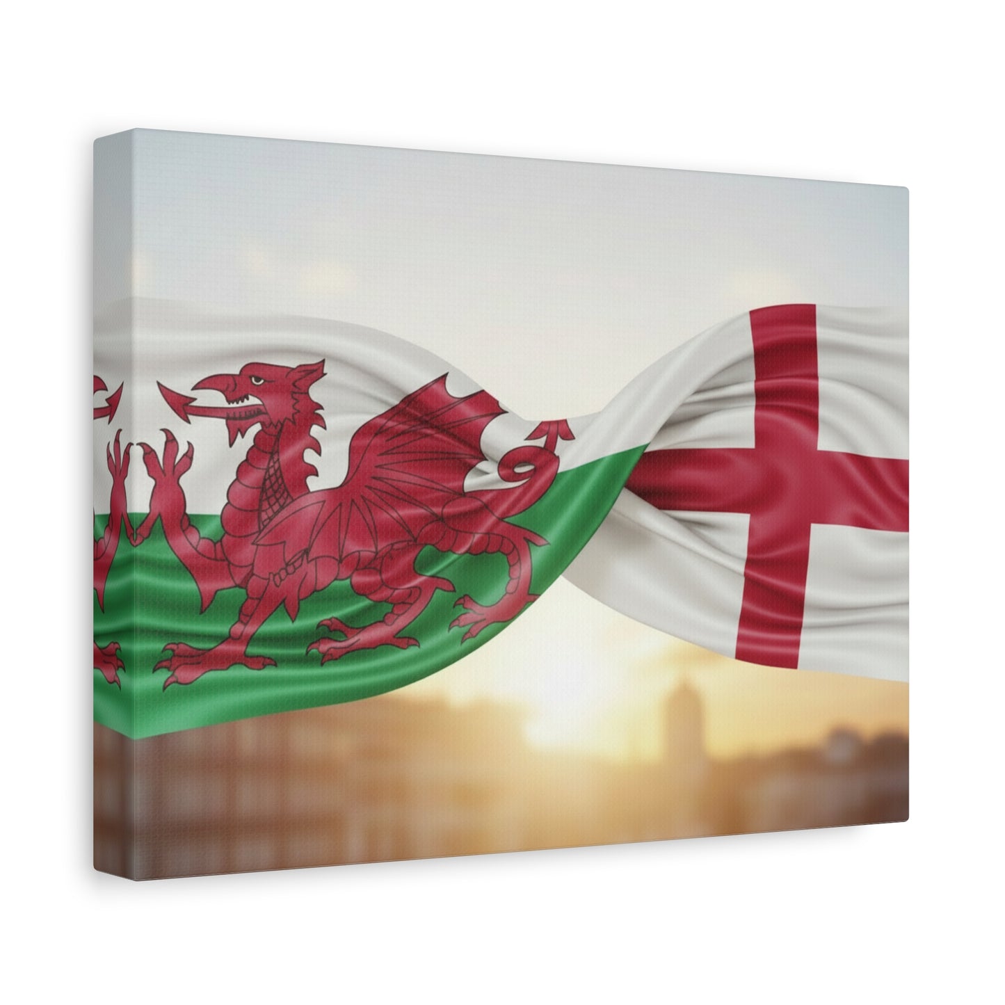 Welsh Dragon & St George Cross Matte Stretched Wall Art