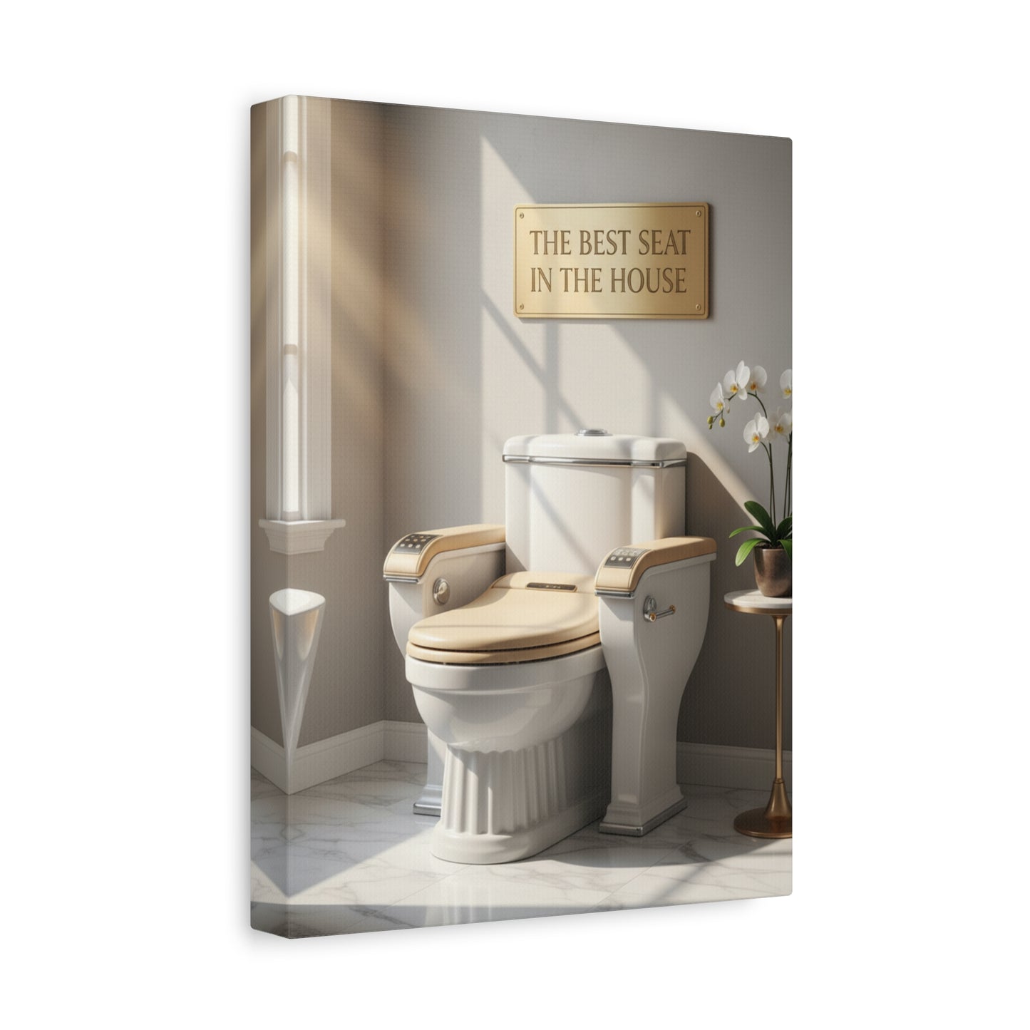 Bathroom Canvas Wall Art — "The Best Seat in the House" Decorative Stretched Canvas