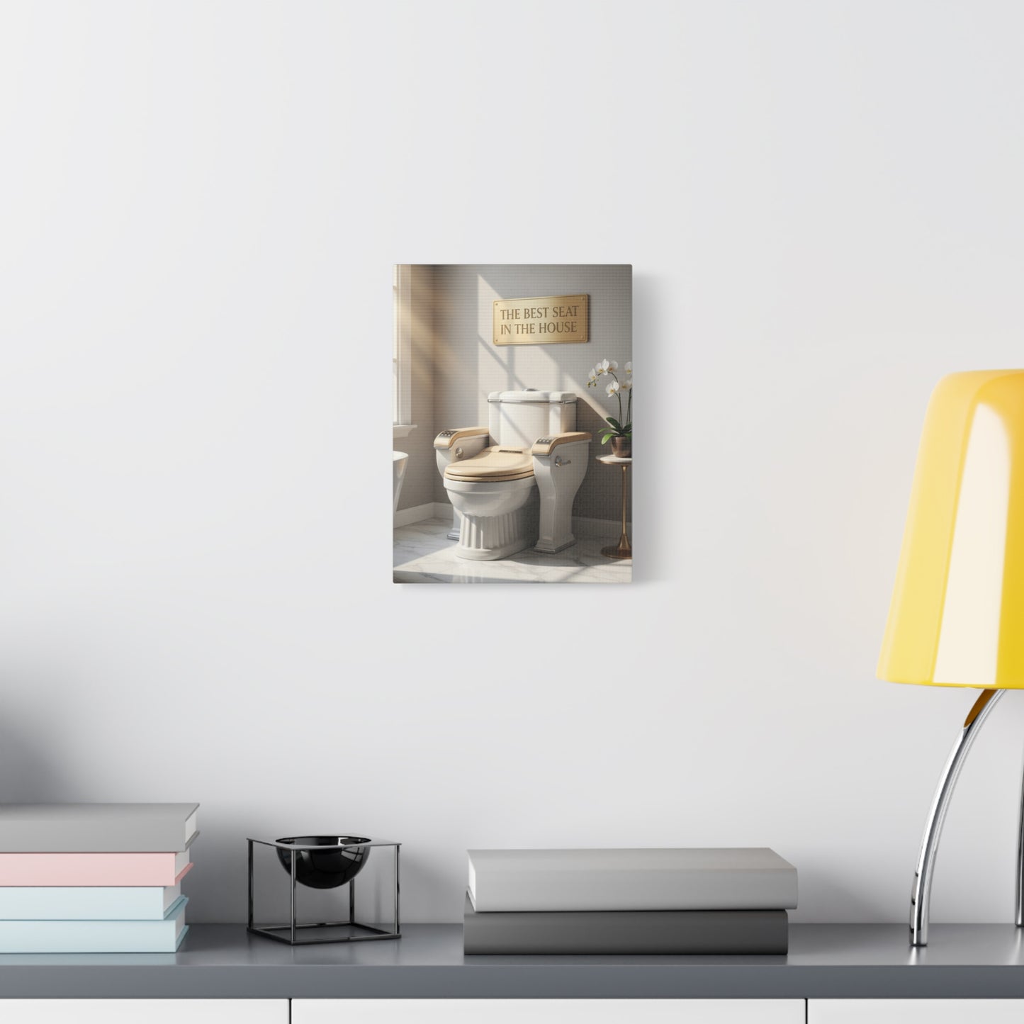 Bathroom Canvas Wall Art — "The Best Seat in the House" Decorative Stretched Canvas