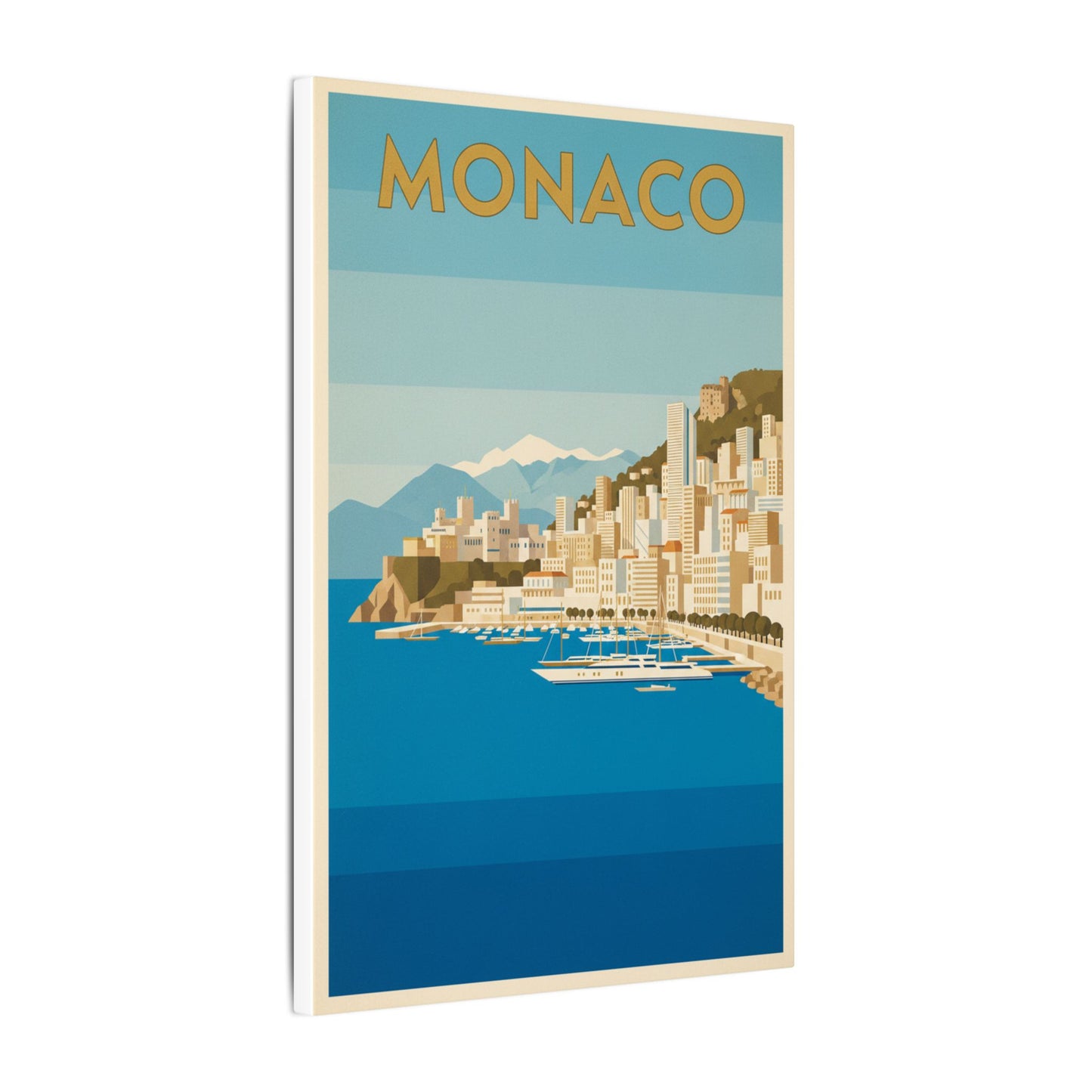 Monaco Coastal Vintage Travel Canvas Print