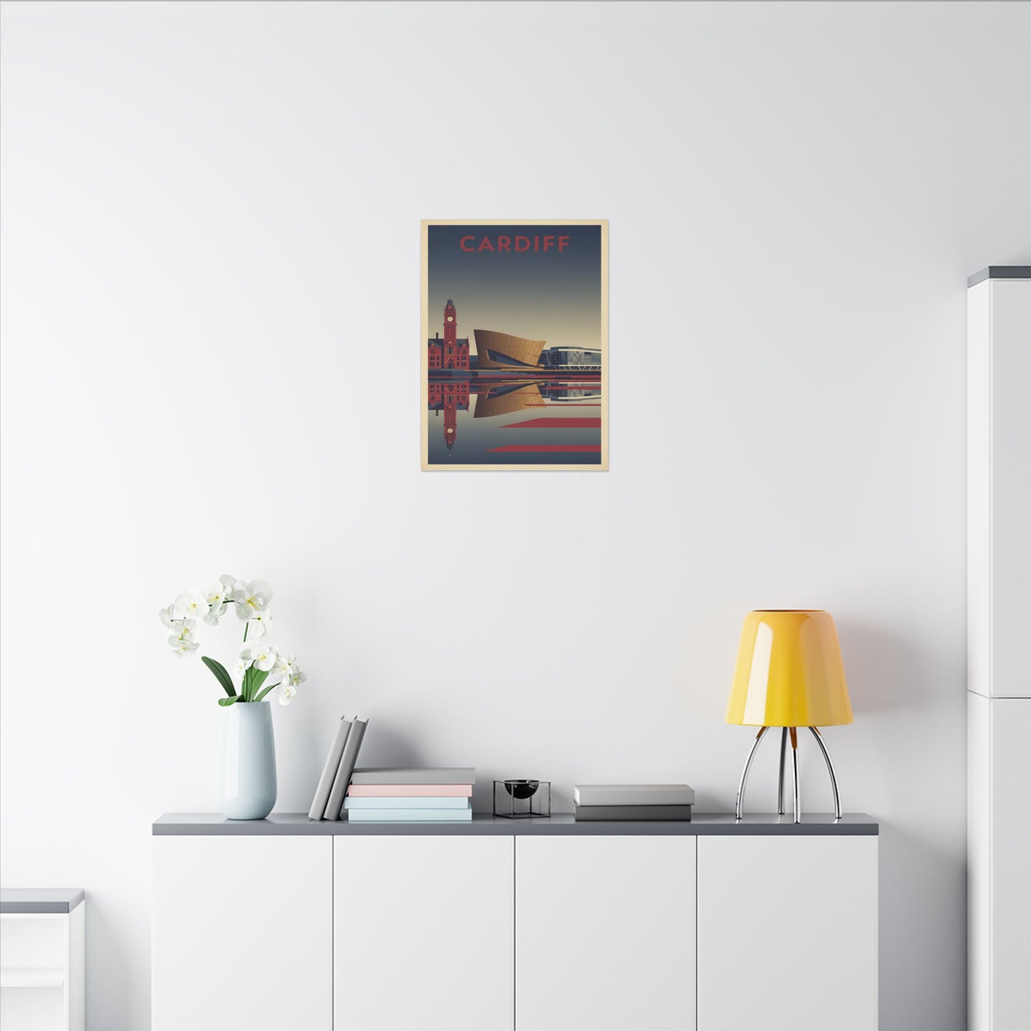 Cardiff Bay waterfront Matte Canvas Print Stretched Wall Art