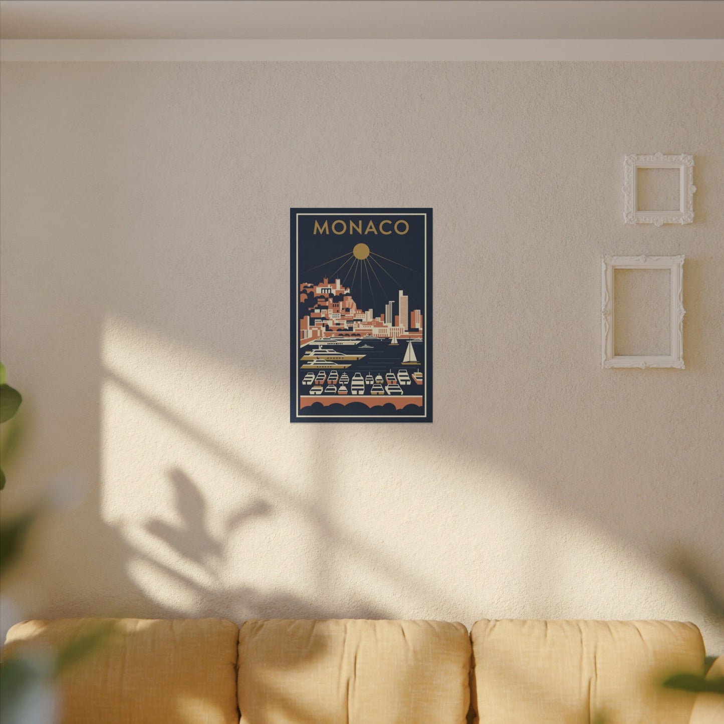Monaco Harbour Vintage Travel Poster Canvas