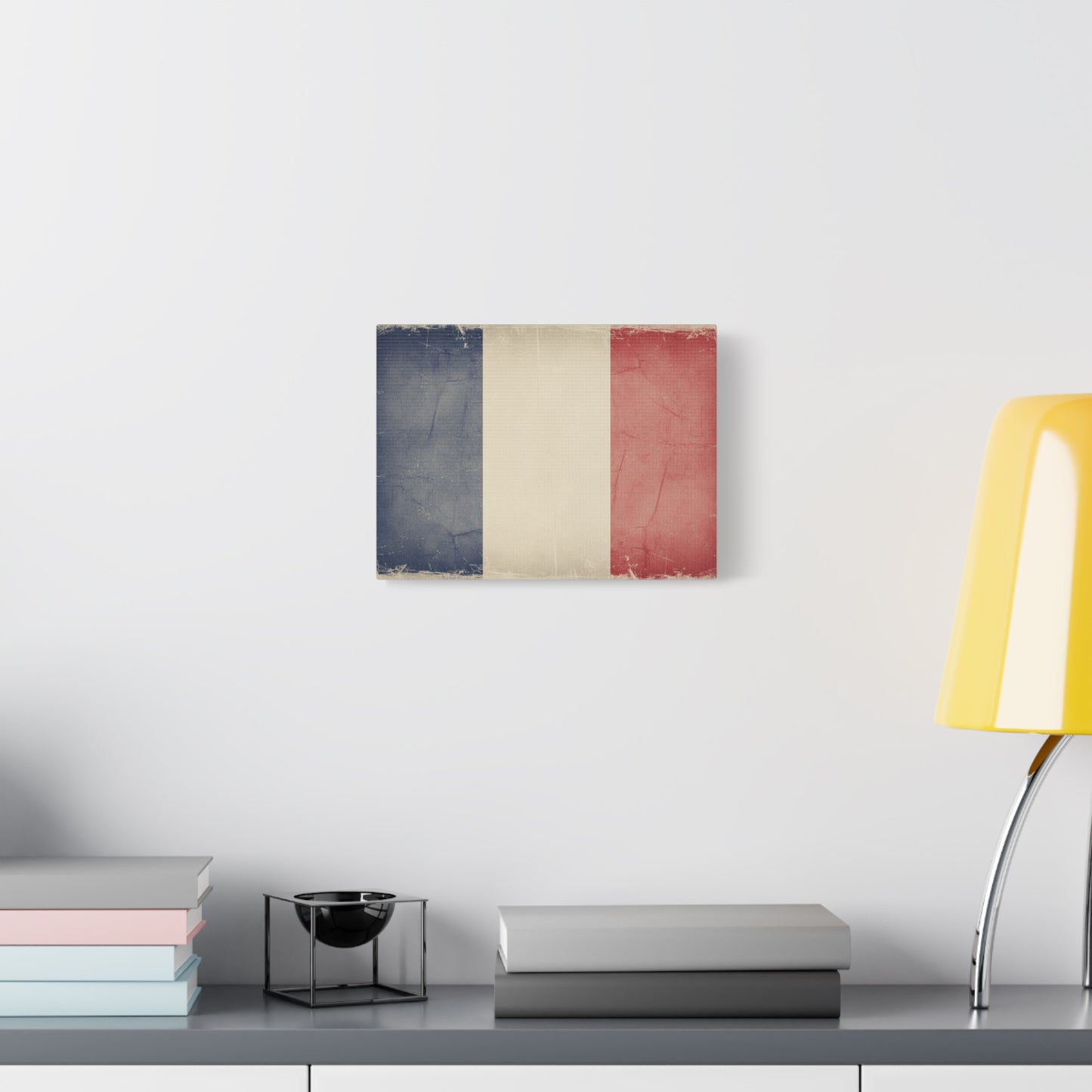 French Flag Vintage Canvas Print — Matte Stretched Wall Art