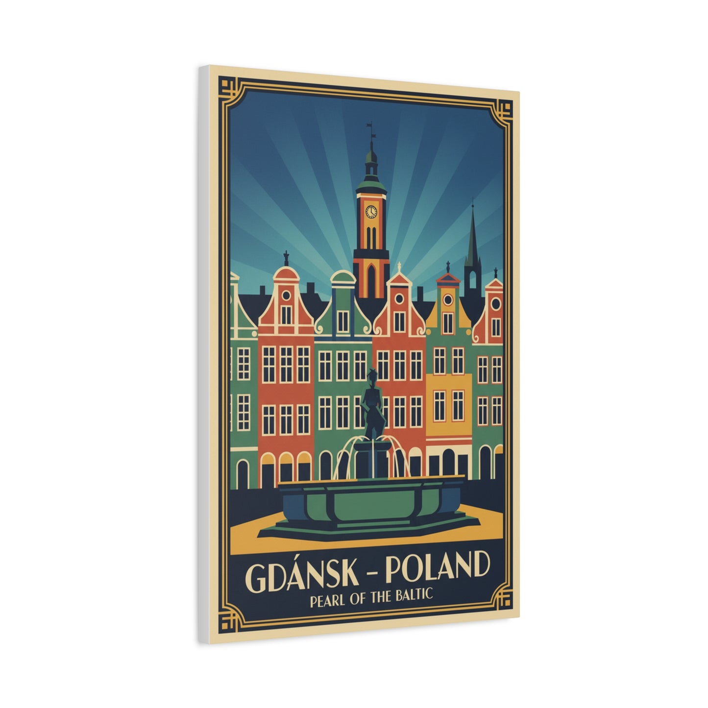 Gdańsk Poland Vintage Travel Poster Canvas