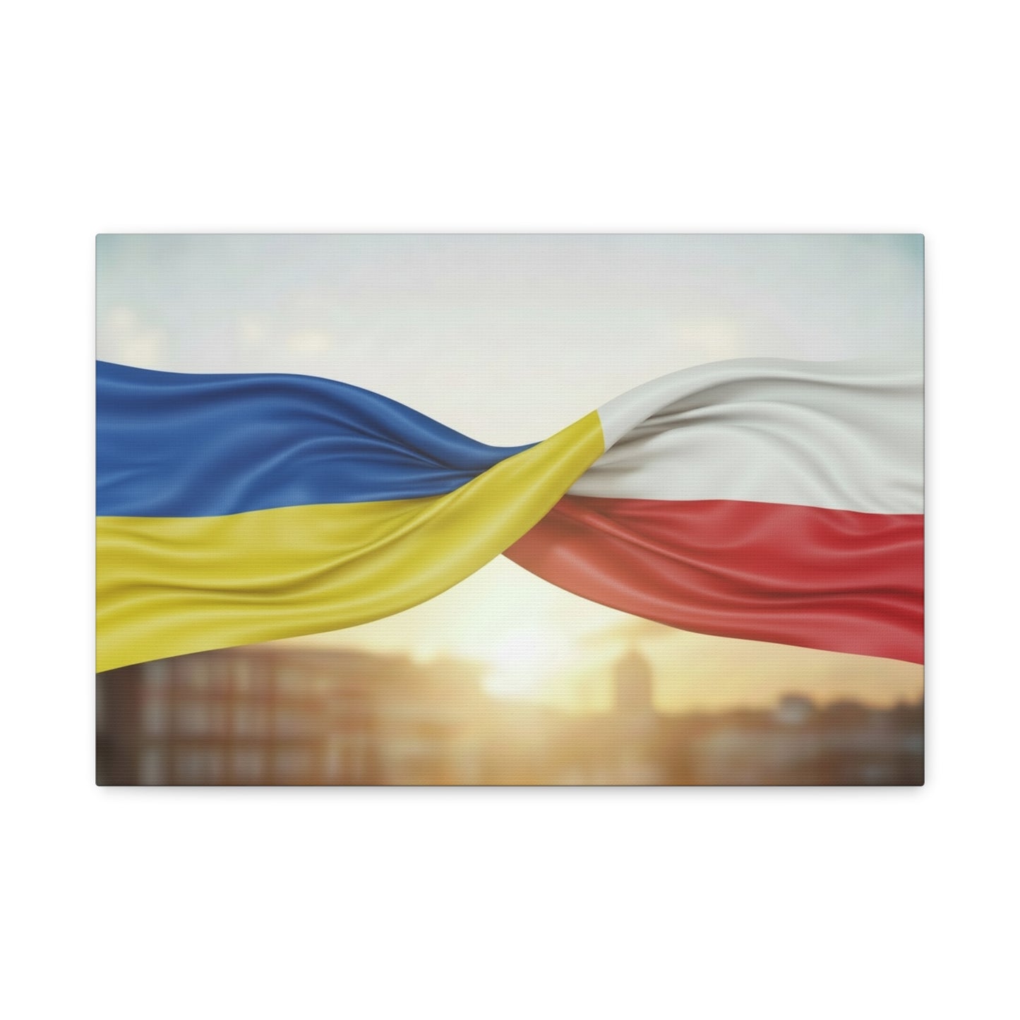 Ukrainian and Polish Flags Intertwined (Matte Stretched)