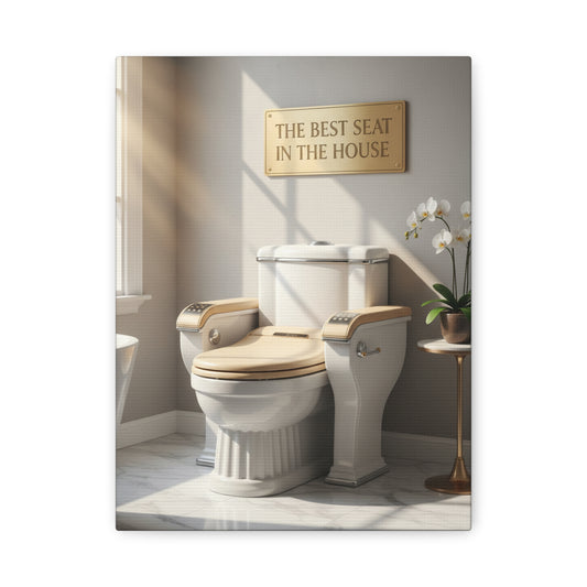 Bathroom Canvas Wall Art — "The Best Seat in the House" Decorative Stretched Canvas