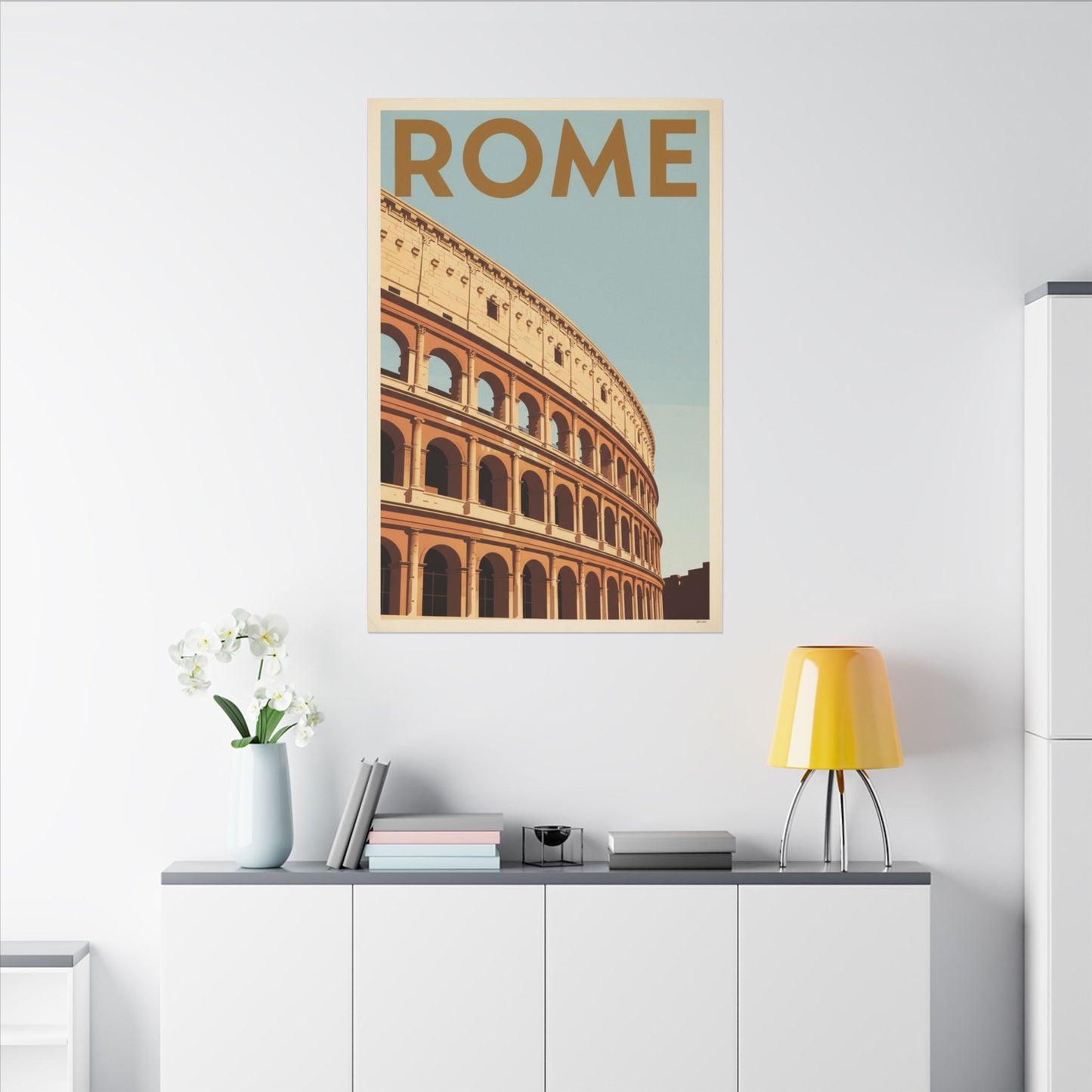 Rome Colosseum Vintage Travel Poster Matte Canvas Print