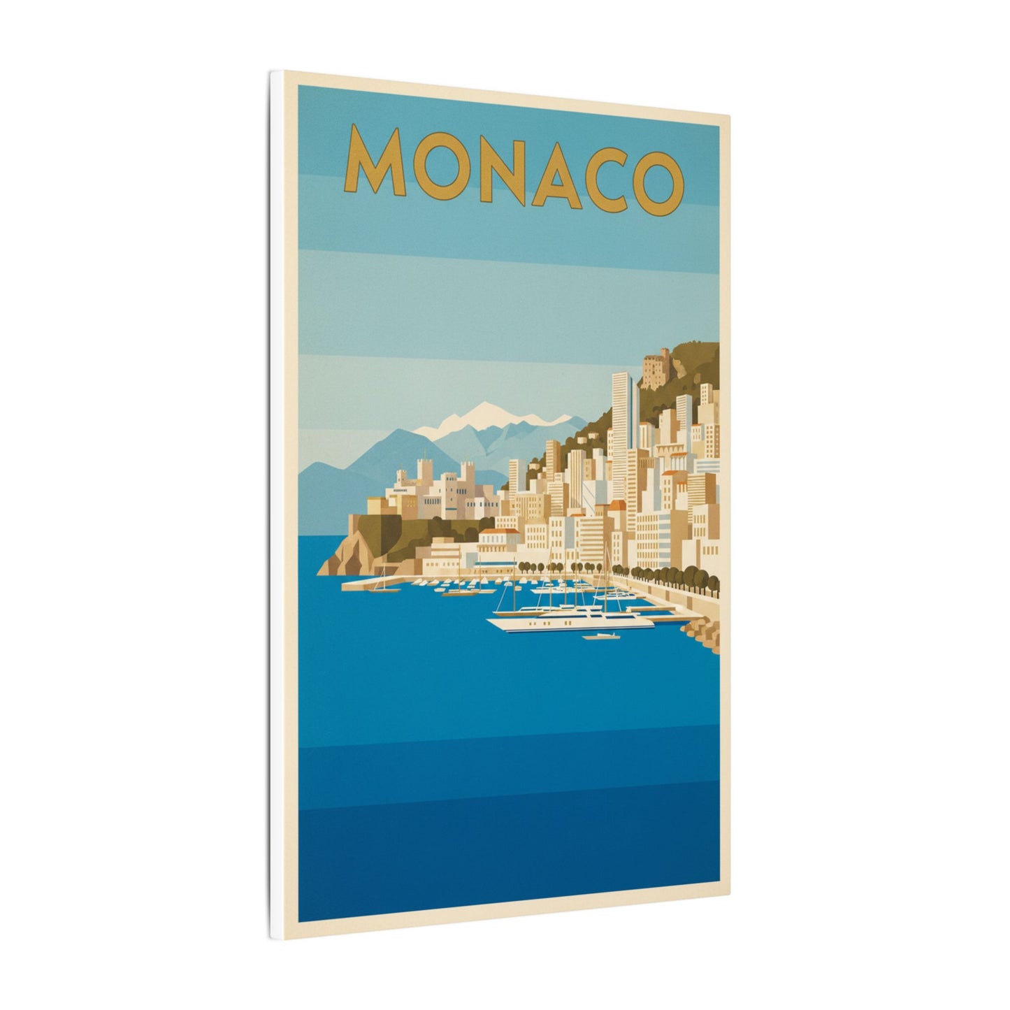 Monaco Coastal Vintage Travel Canvas Print