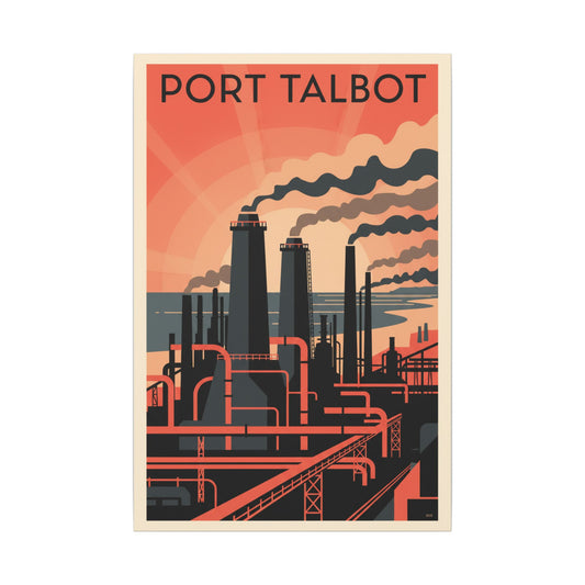 Port Talbot — Vintage Industrial Wales Canvas