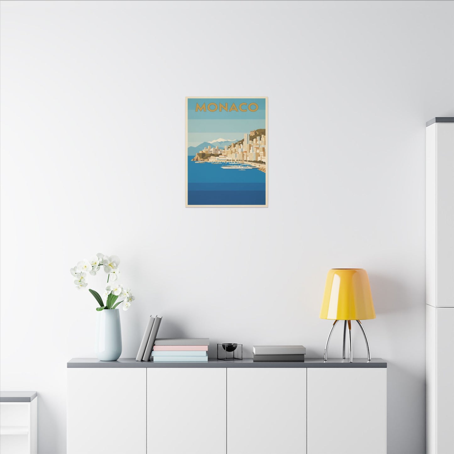 Monaco Coastal Vintage Travel Canvas Print
