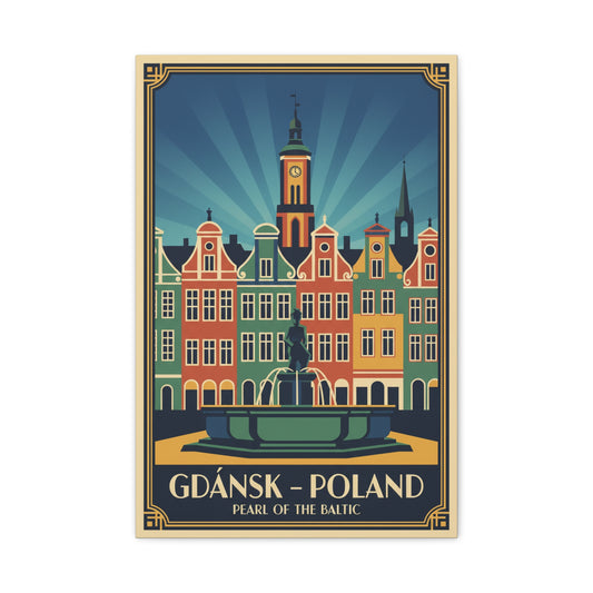 Gdańsk — Vintage Poland Travel Canvas