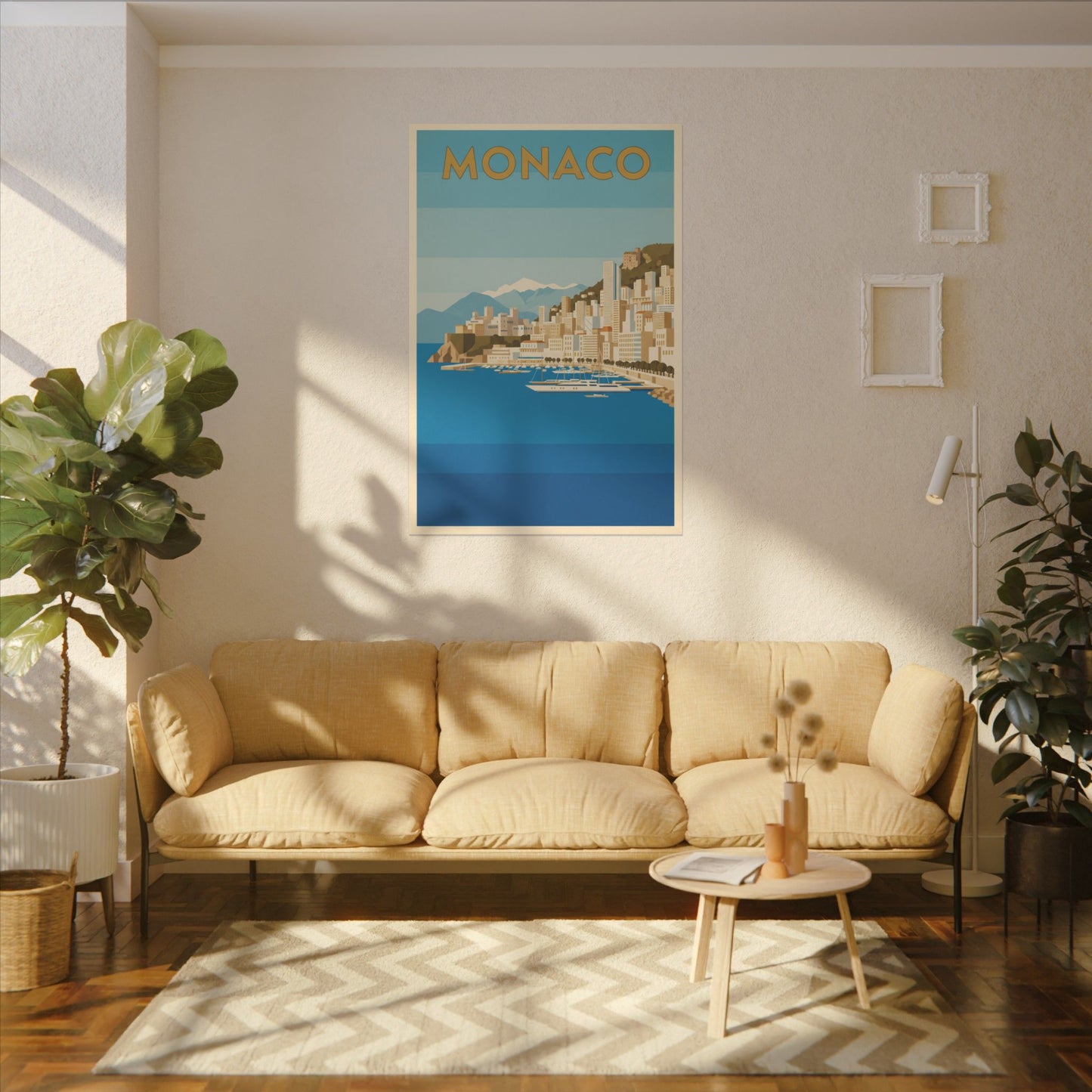 Monaco Coastal Vintage Travel Canvas Print