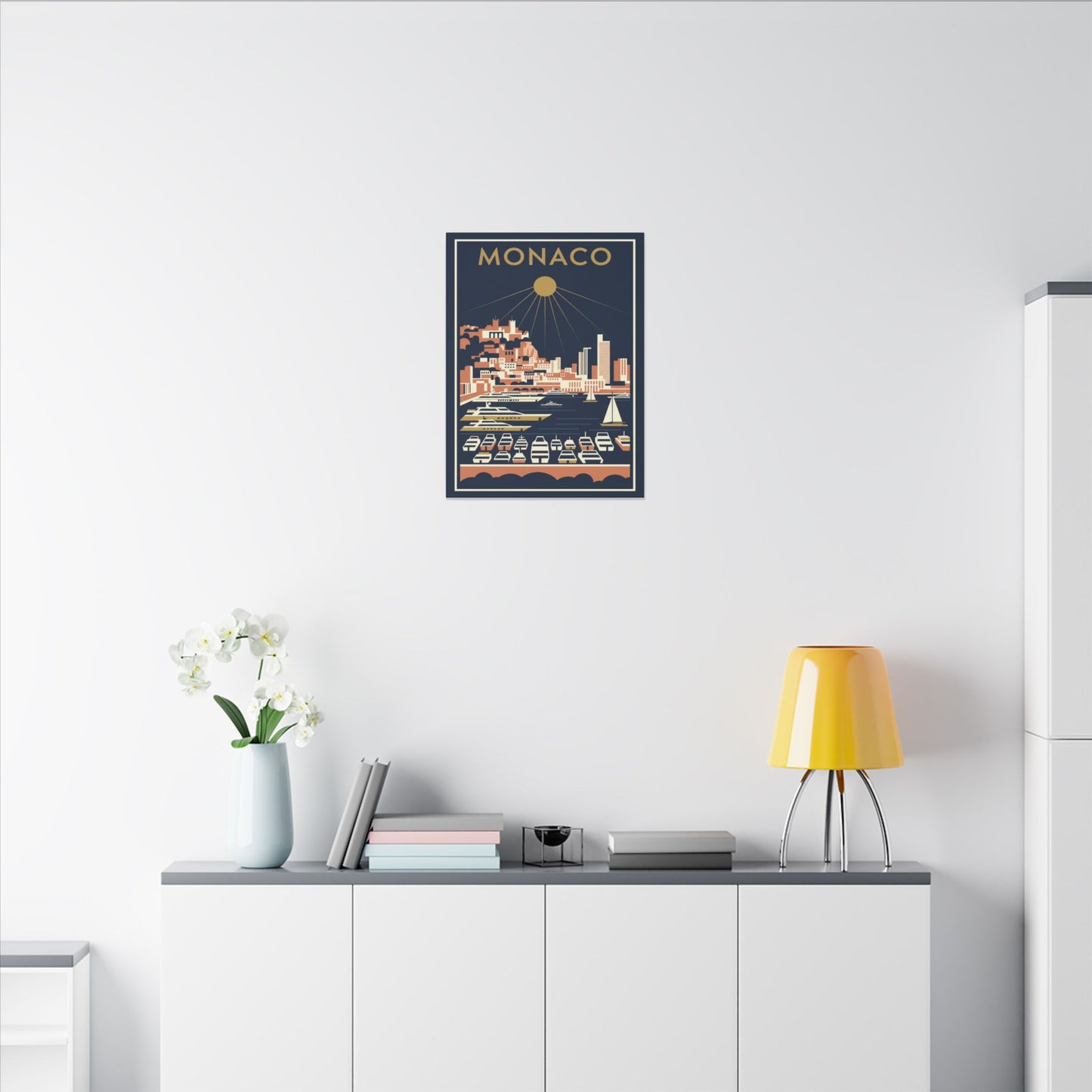 Monaco Harbour Vintage Travel Poster Canvas