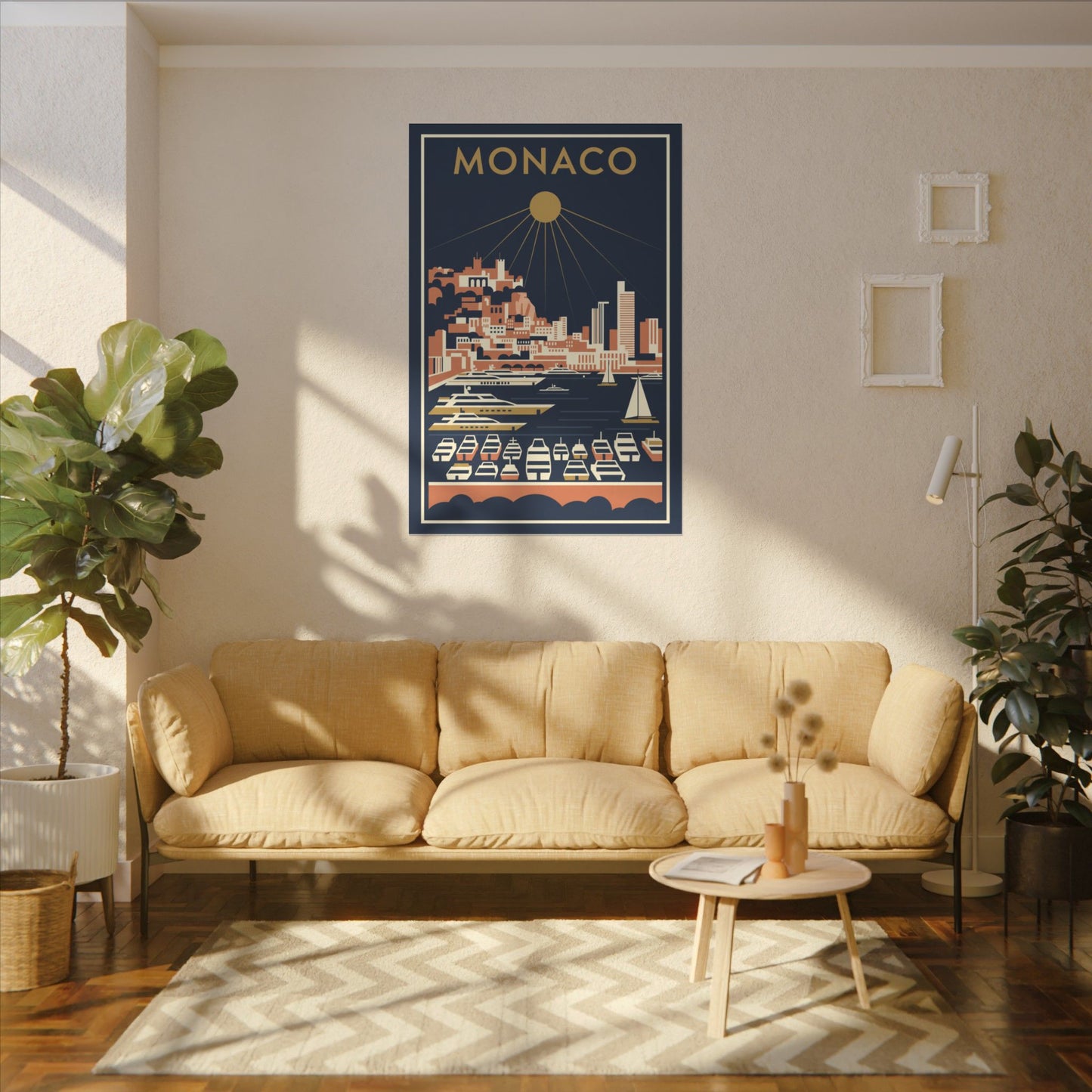 Monaco Harbour Vintage Travel Poster Canvas