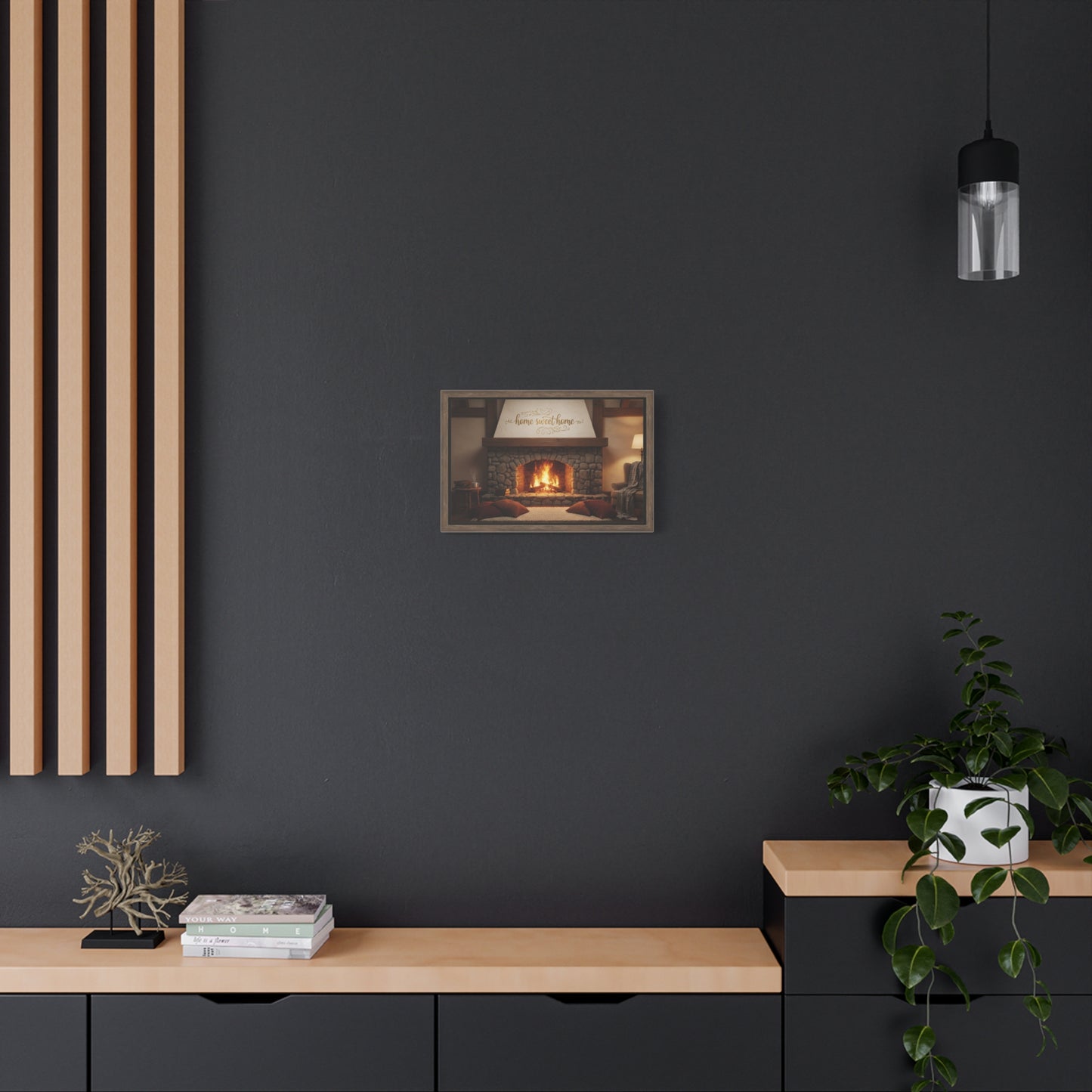 Home Sweet Home Fireplace Matte Canvas Wall Art