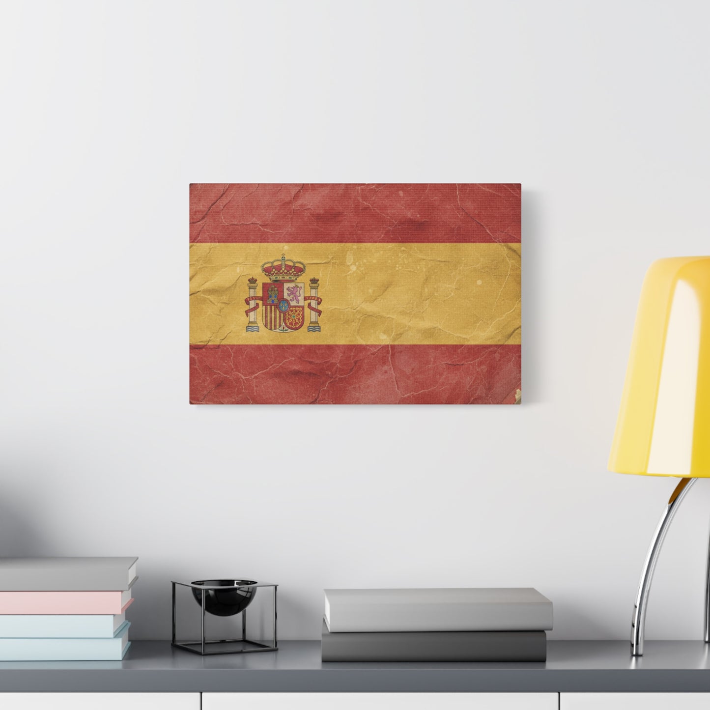 Spanish Flag Vintage Canvas Print — Matte Stretched Wall Art