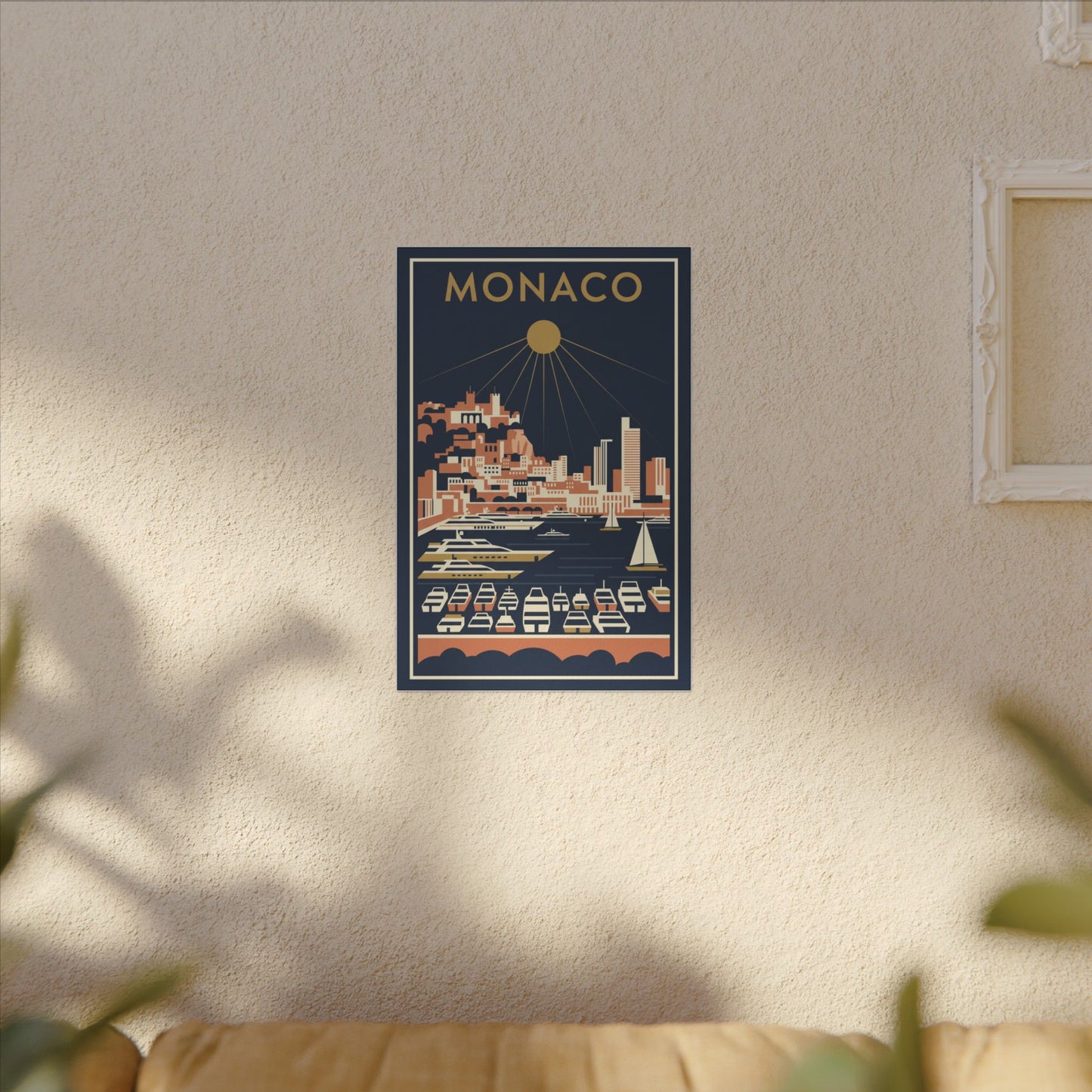 Monaco Harbour Vintage Travel Poster Canvas