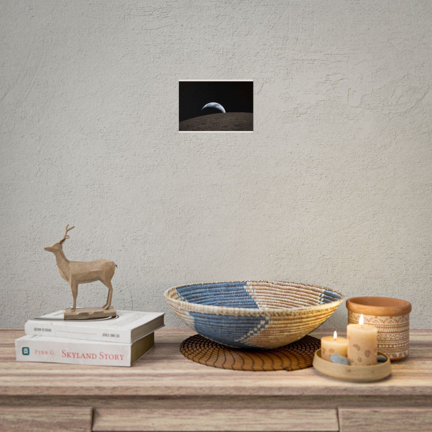 Earthrise Over Lunar Horizon Poster — Lunar Landscape Wall Art