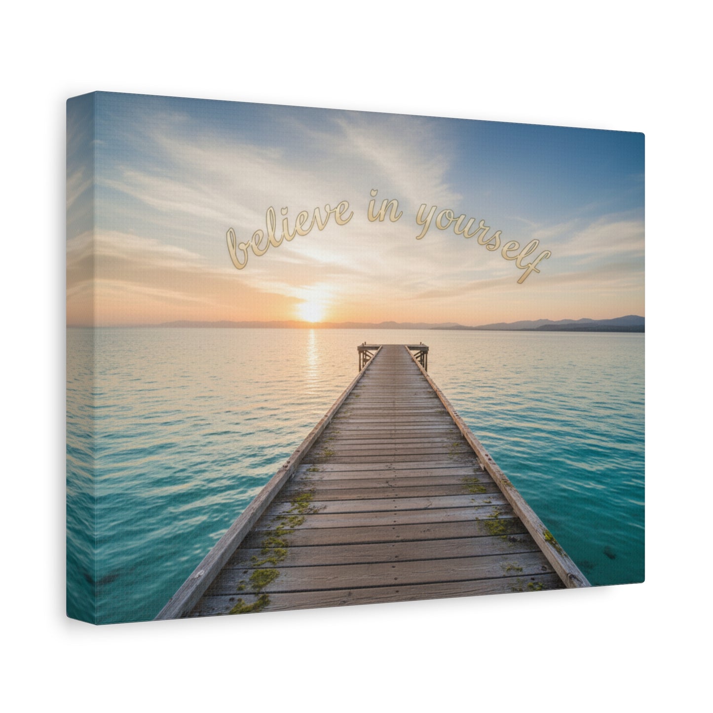 Believe In Yourself Sunset Pier Matte Canvas Wall Art