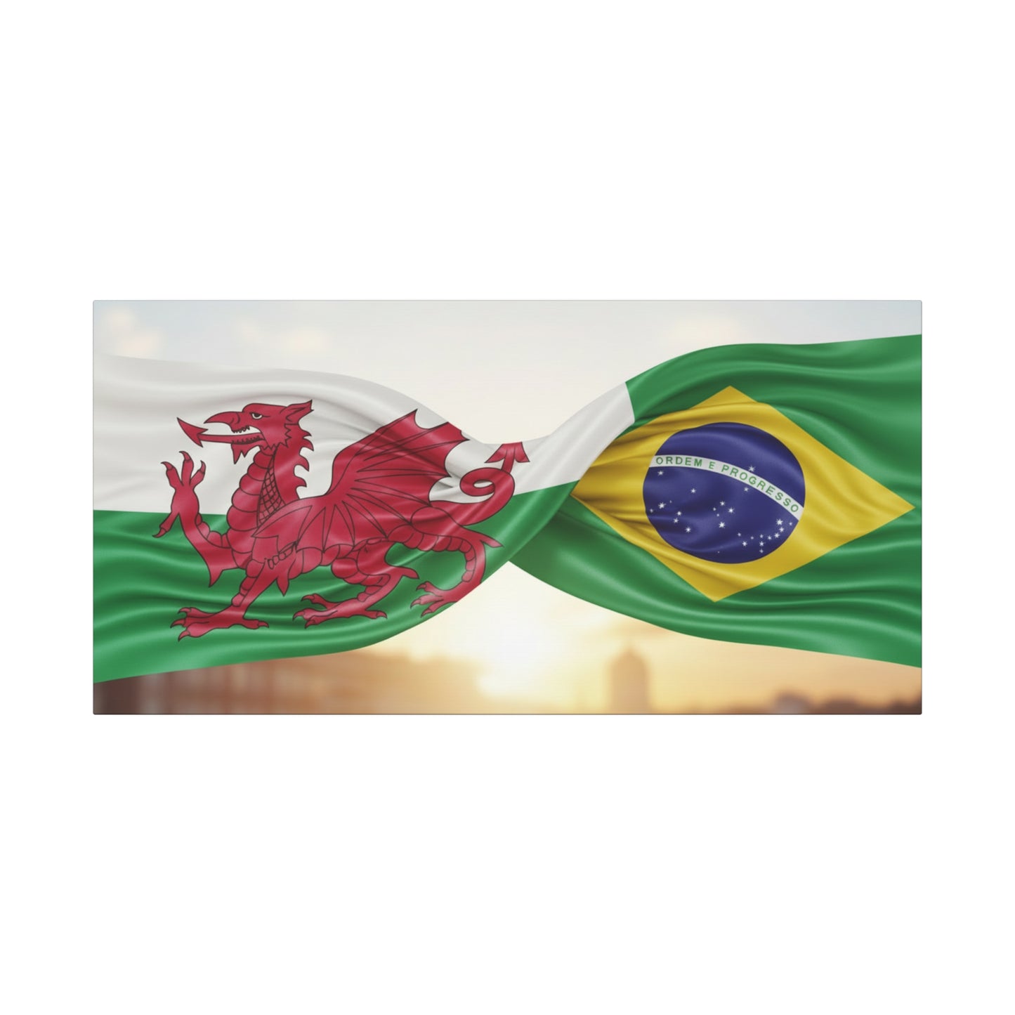Wales × Brazil Flag Canvas Print — Stretched Matte Wall Art