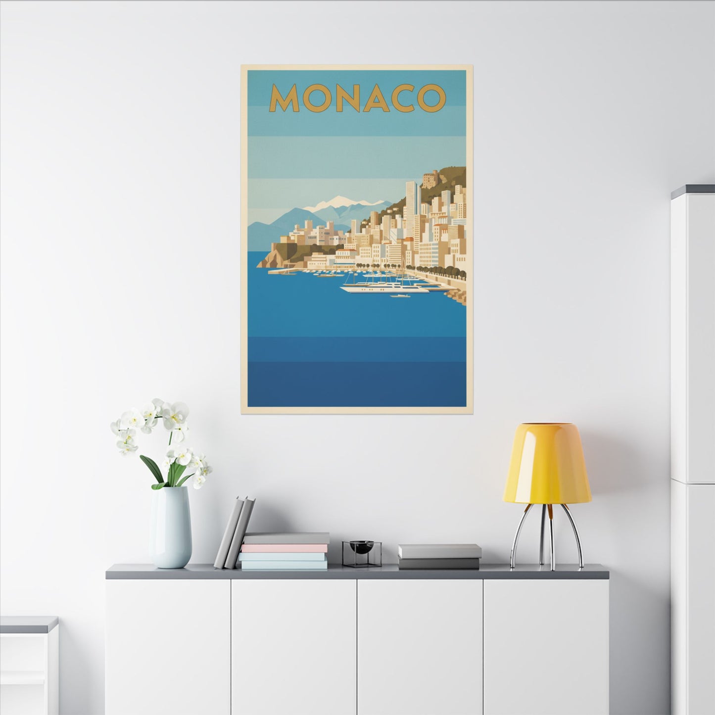 Monaco Coastal Vintage Travel Canvas Print