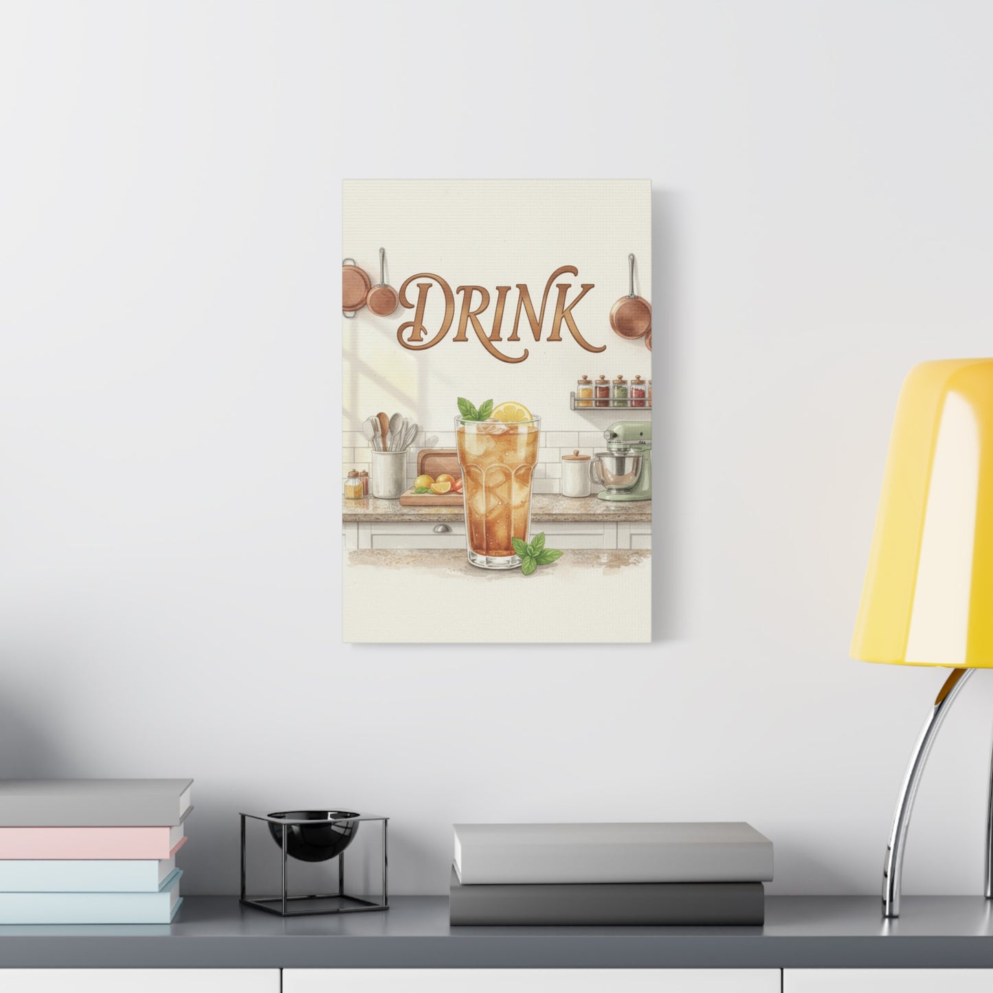 Iced Tea Kitchen Canvas – 'Drink' Vintage Beverage Wall Art