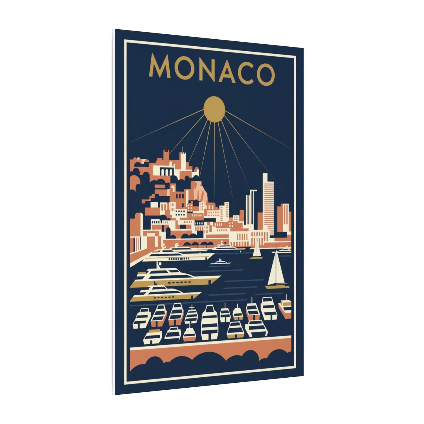 Monaco Harbour Vintage Travel Poster Canvas