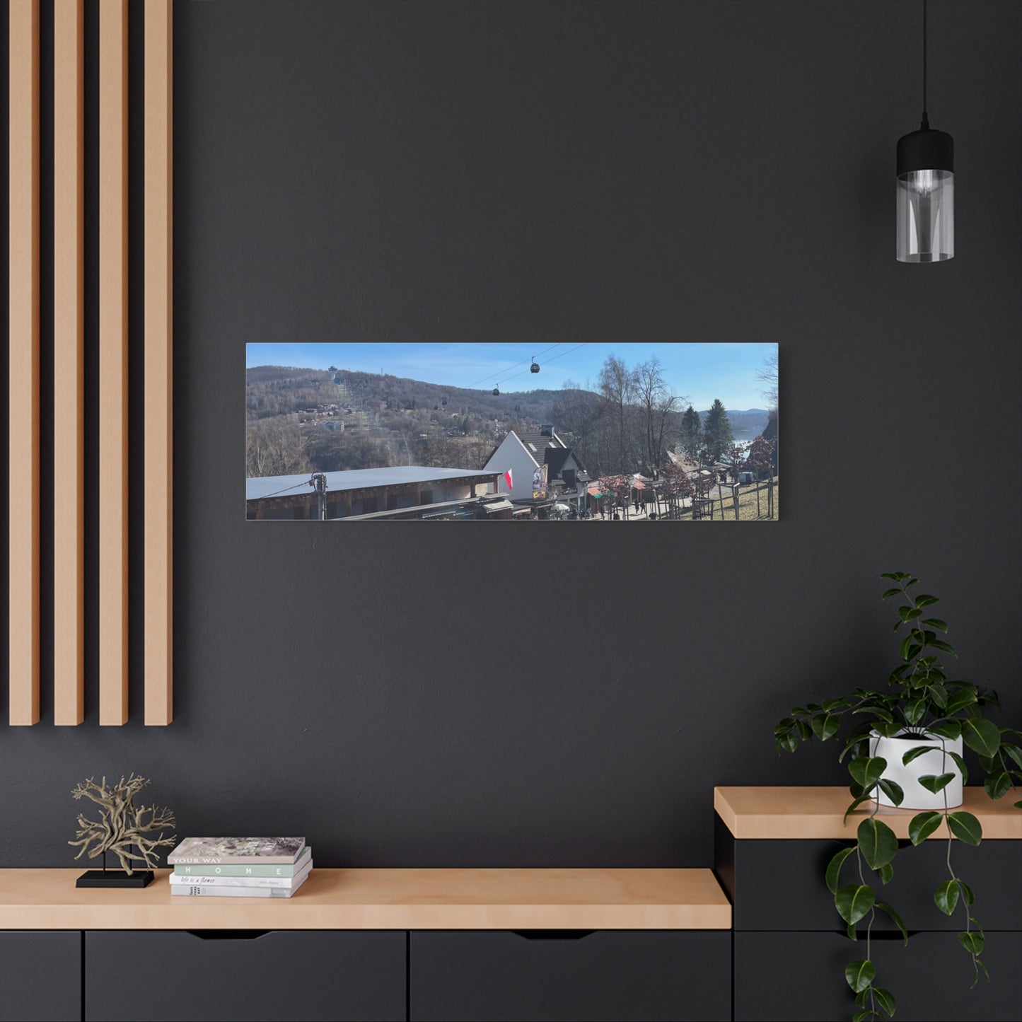 Resort Gondola Matte Canvas Wall Art — Mountain Village Landscape Print