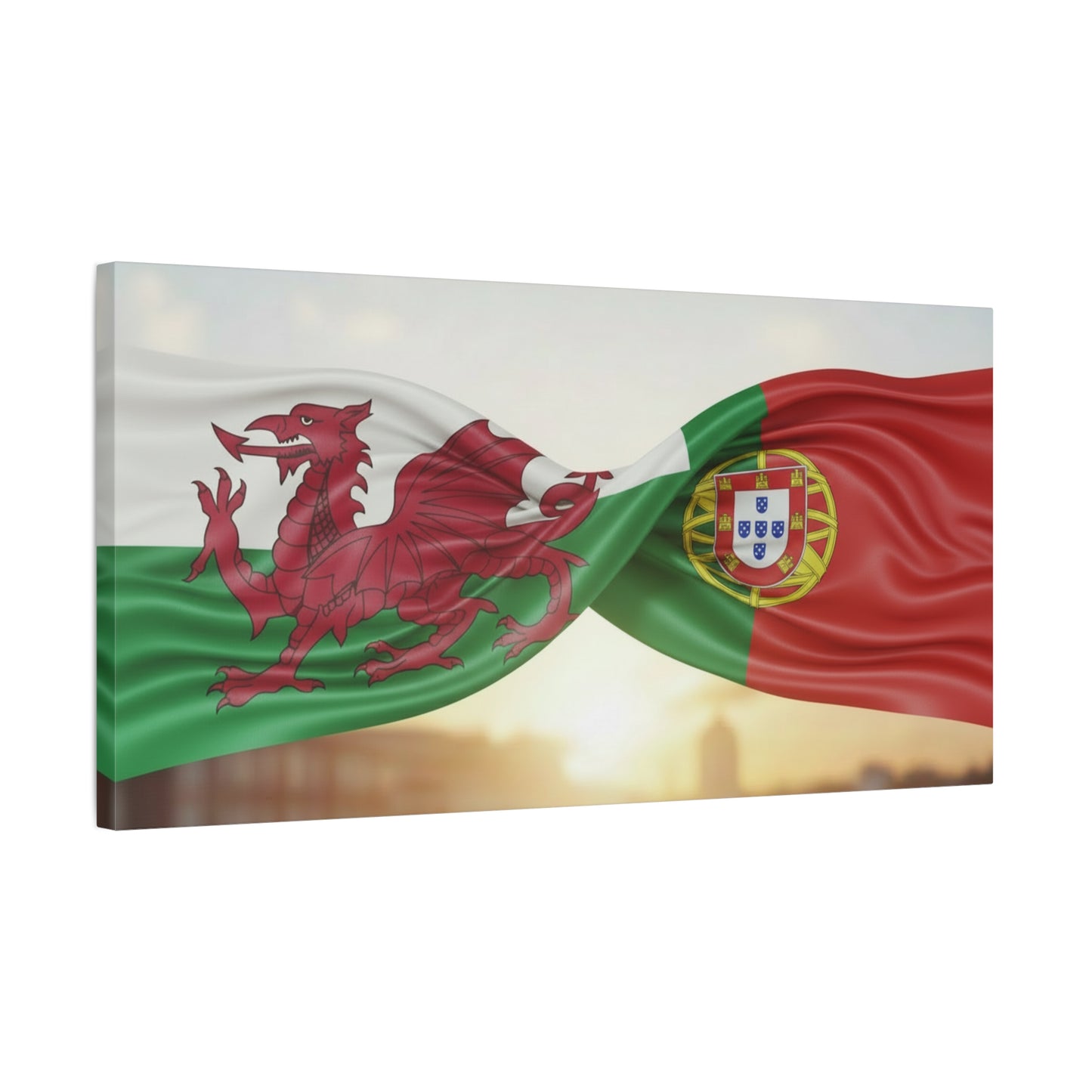 Welsh and Portuguese Flags Canvas Print — Dual-Nation Matte Stretched Wall Art