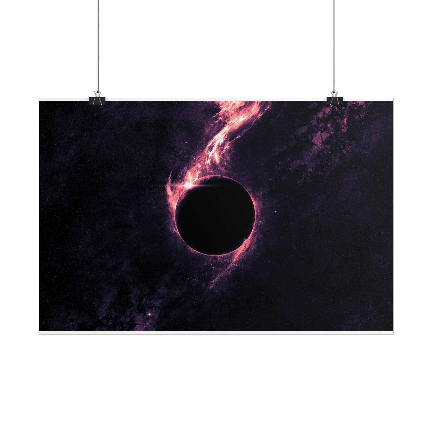 Space Eclipse Neon Black Hole Poster — Rolled Wall Art