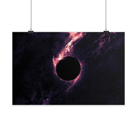 Space Eclipse Neon Black Hole Poster — Rolled Wall Art
