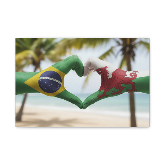 Brazil & Wales — Heritage Heart Canvas