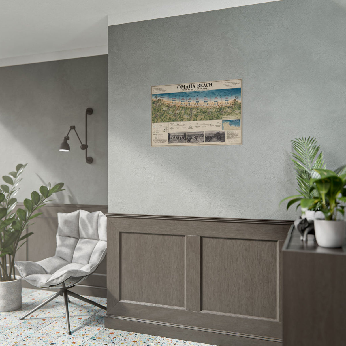 Omaha Beach D-Day Map Poster — Rolled Historical Print
