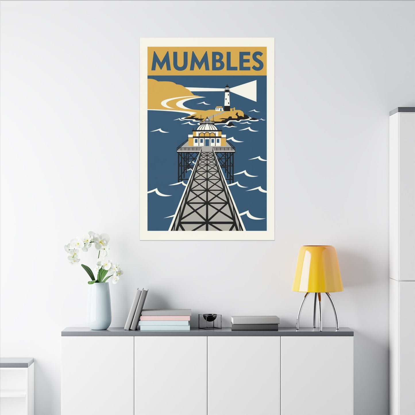 Mumbles Pier Lighthouse Vintage Travel Canvas