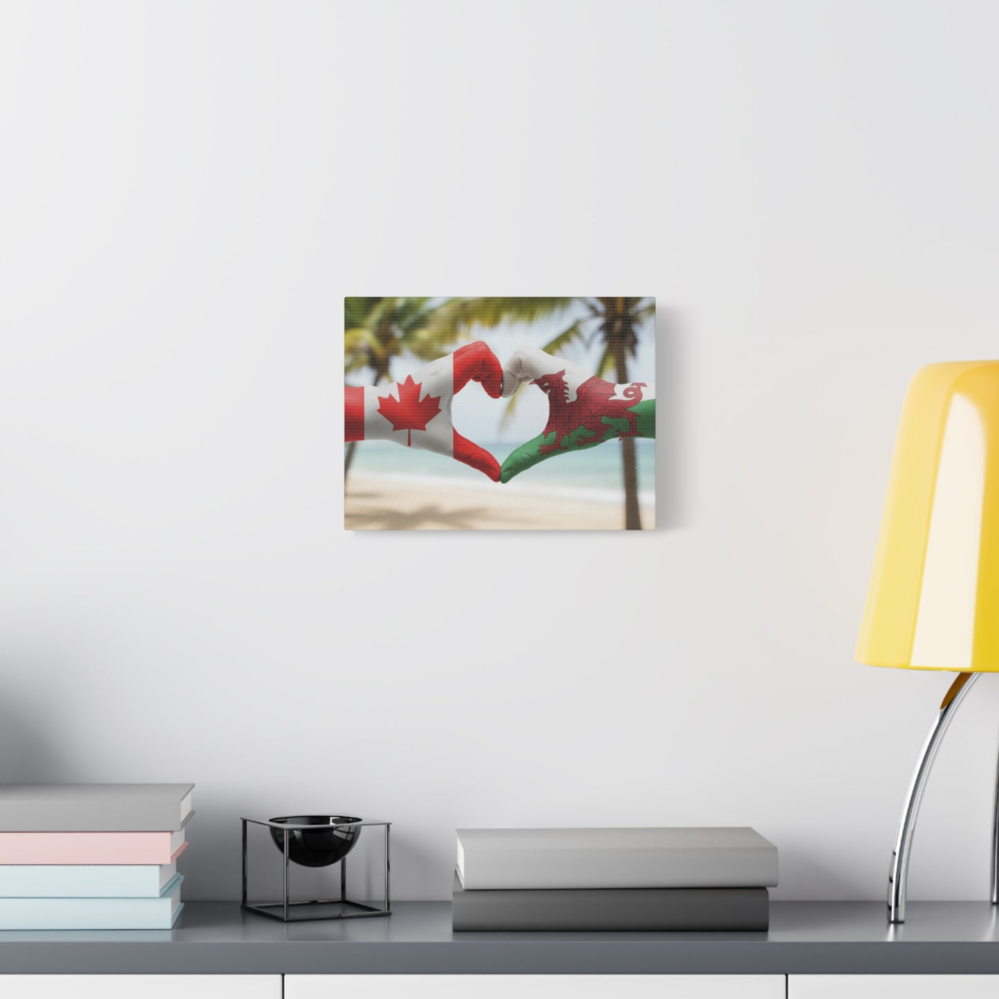 Canada & Wales Heart Flag Canvas Print — Stretched Matte Wall Art