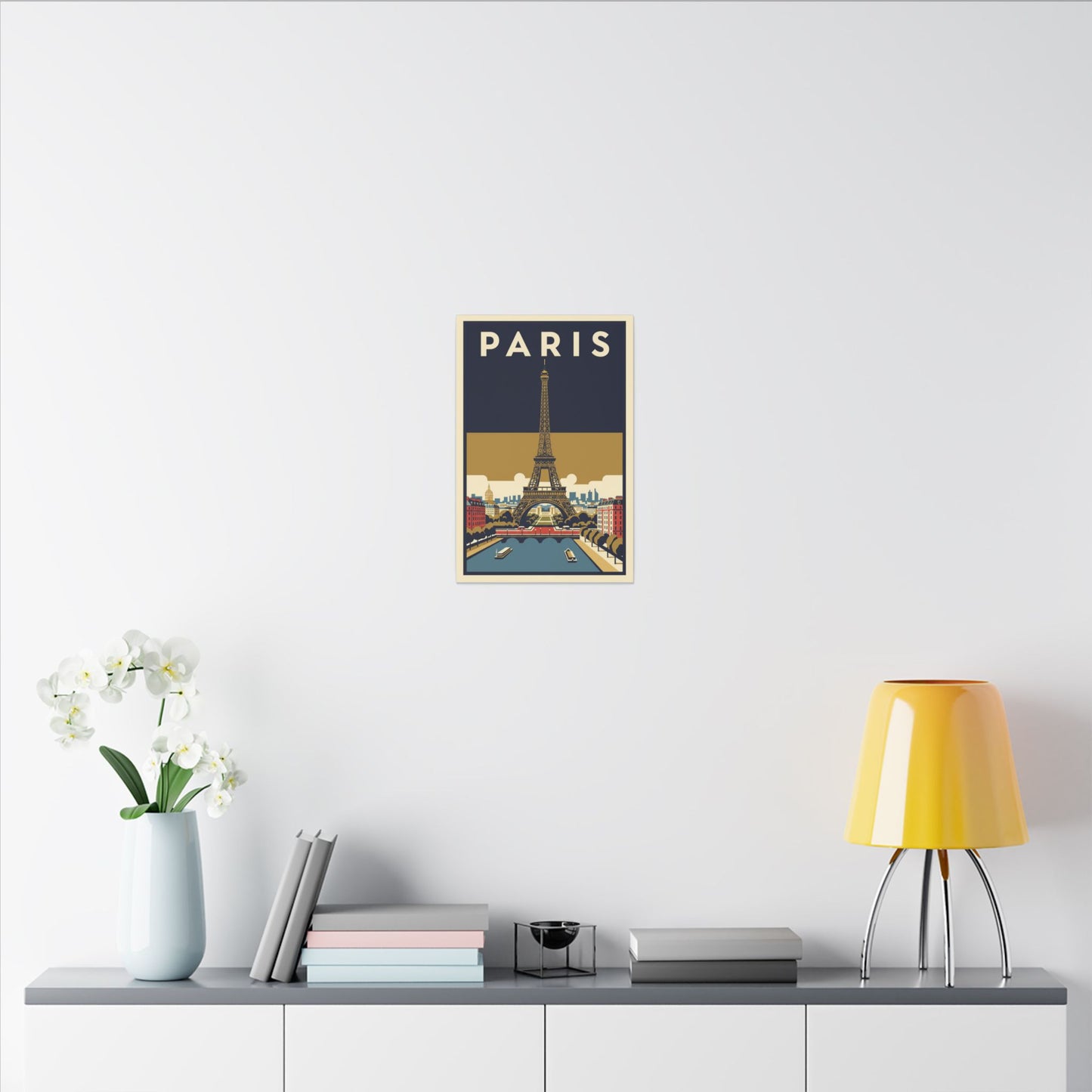Paris Vintage Eiffel Tower Matte Canvas Wall Art Stretched Travel Poster