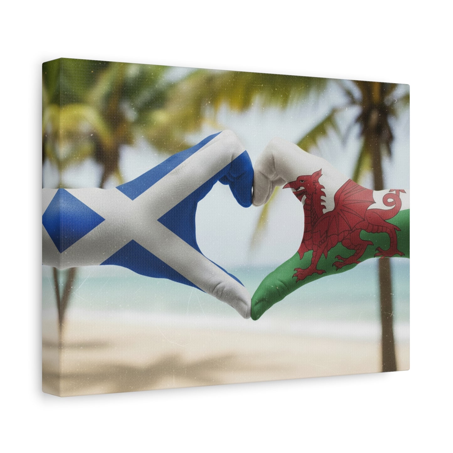 Scottish & Welsh Flag Heart Canvas – Stretched Matte Wall Art