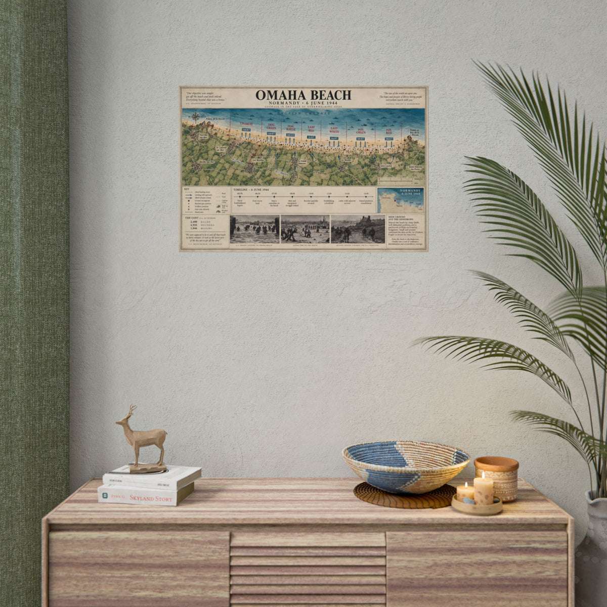 Omaha Beach D-Day Map Poster — Rolled Historical Print
