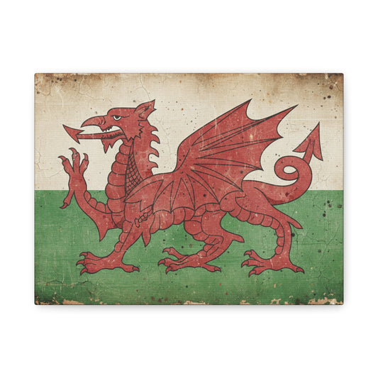 Welsh Flag Vintage Canvas Print — Stretched Matte Wall Art