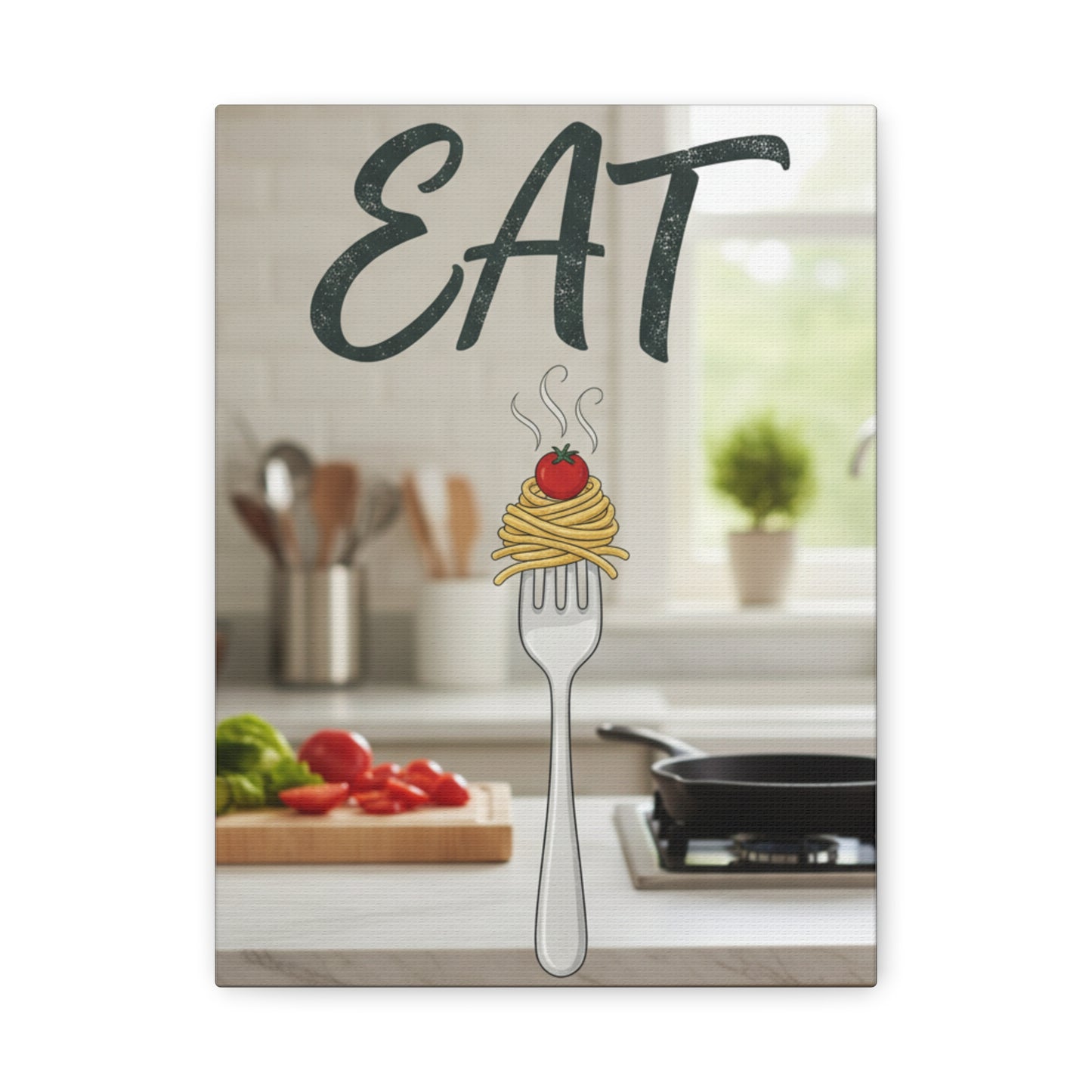 Eat Pasta Kitchen Canvas Wall Art — Rustic Culinary Decor