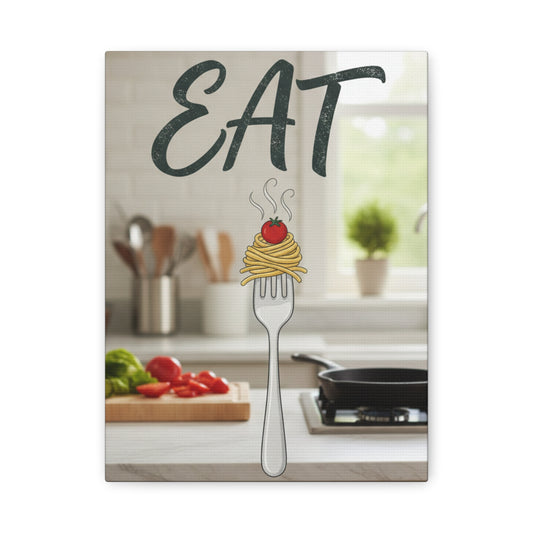 Eat Pasta Kitchen Canvas Wall Art — Rustic Culinary Decor