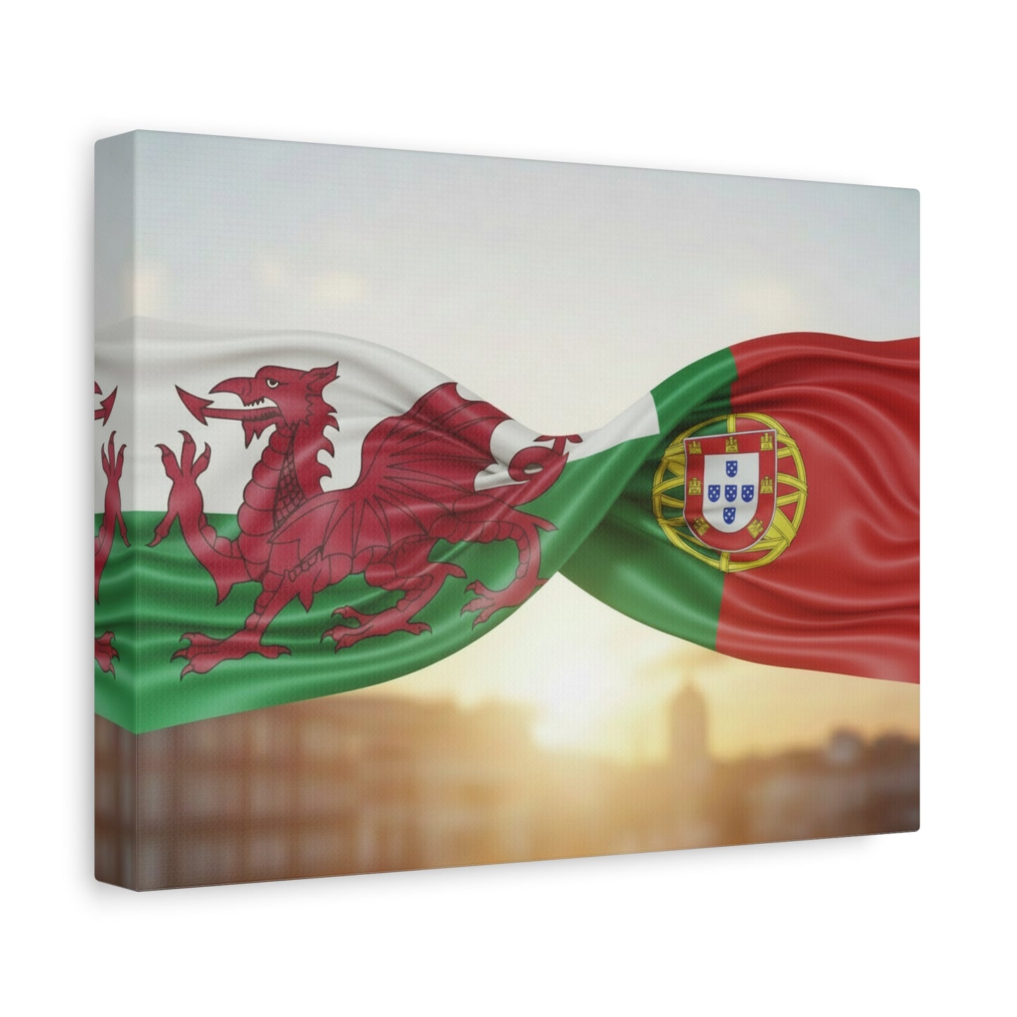 Welsh and Portuguese Flags Canvas Print — Dual-Nation Matte Stretched Wall Art