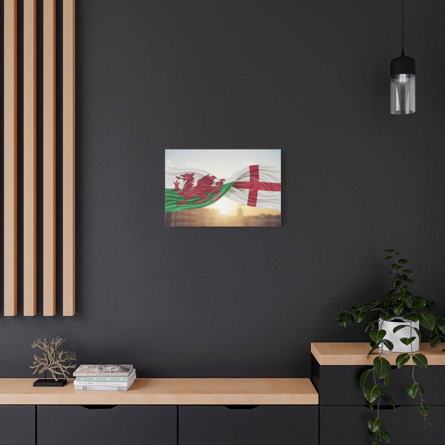 Welsh Dragon & St George Cross Matte Stretched Wall Art