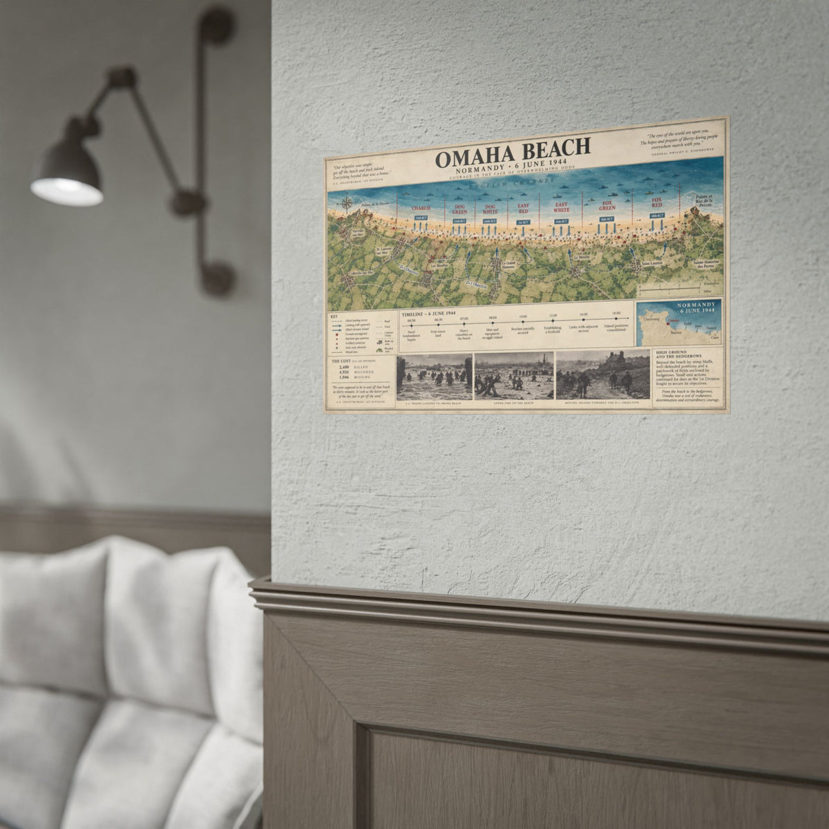 Omaha Beach D-Day Map Poster — Rolled Historical Print