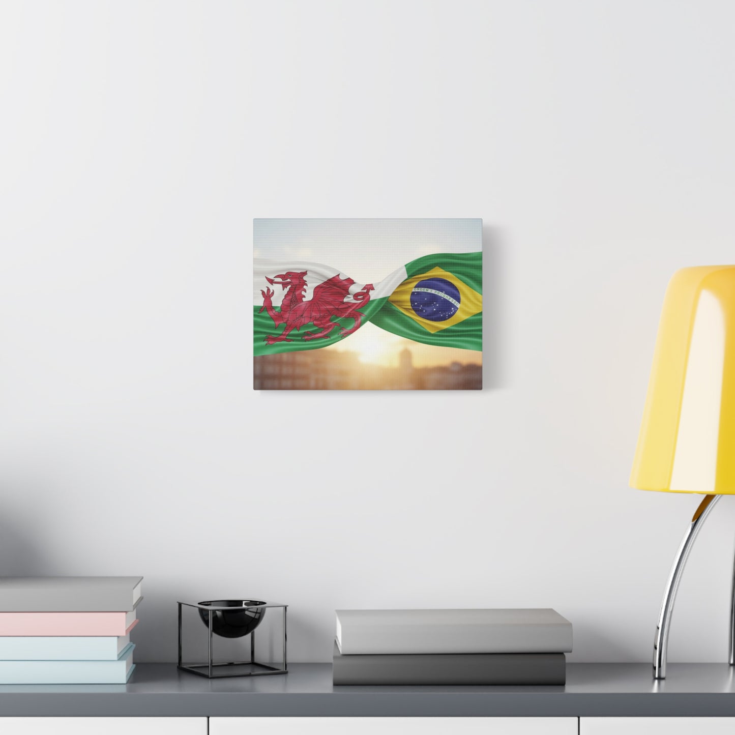 Wales × Brazil Flag Canvas Print — Stretched Matte Wall Art